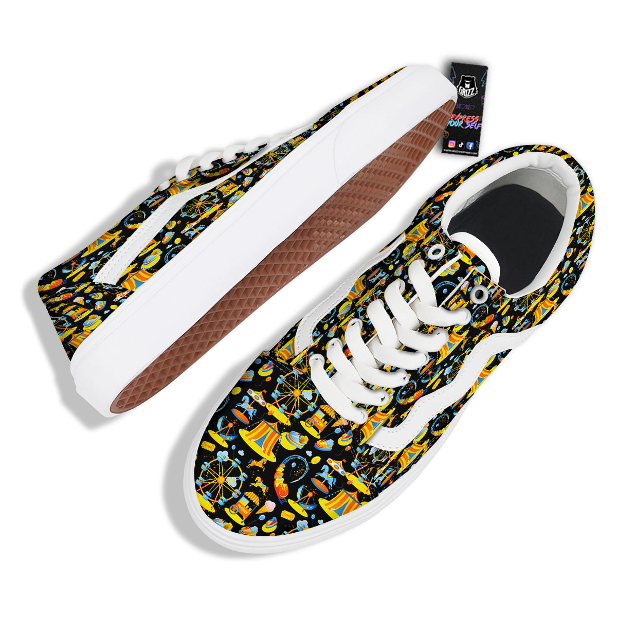 Amusement Park Entertainment Print Pattern Skate Shoes-grizzshop