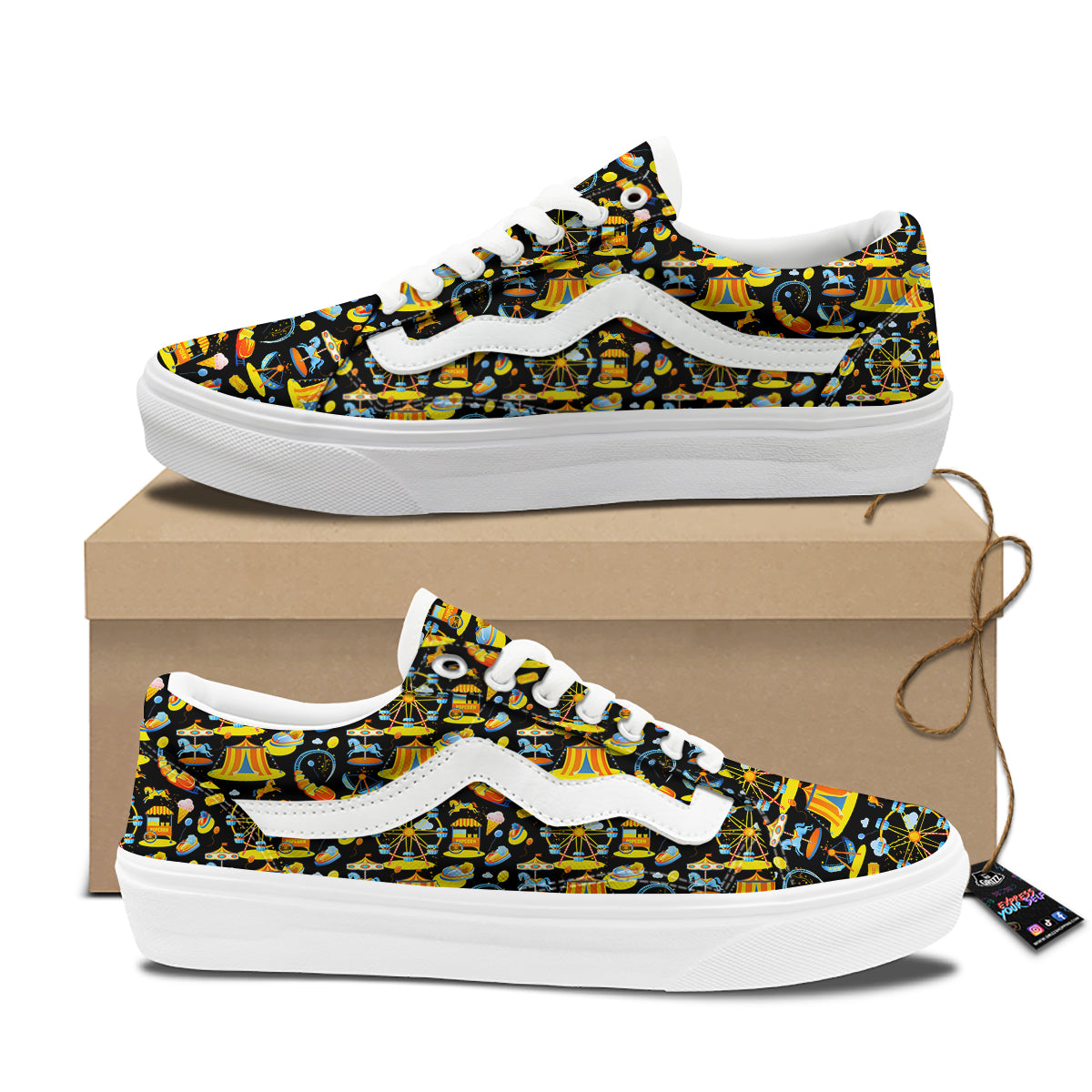 Amusement Park Entertainment Print Pattern Skate Shoes-grizzshop