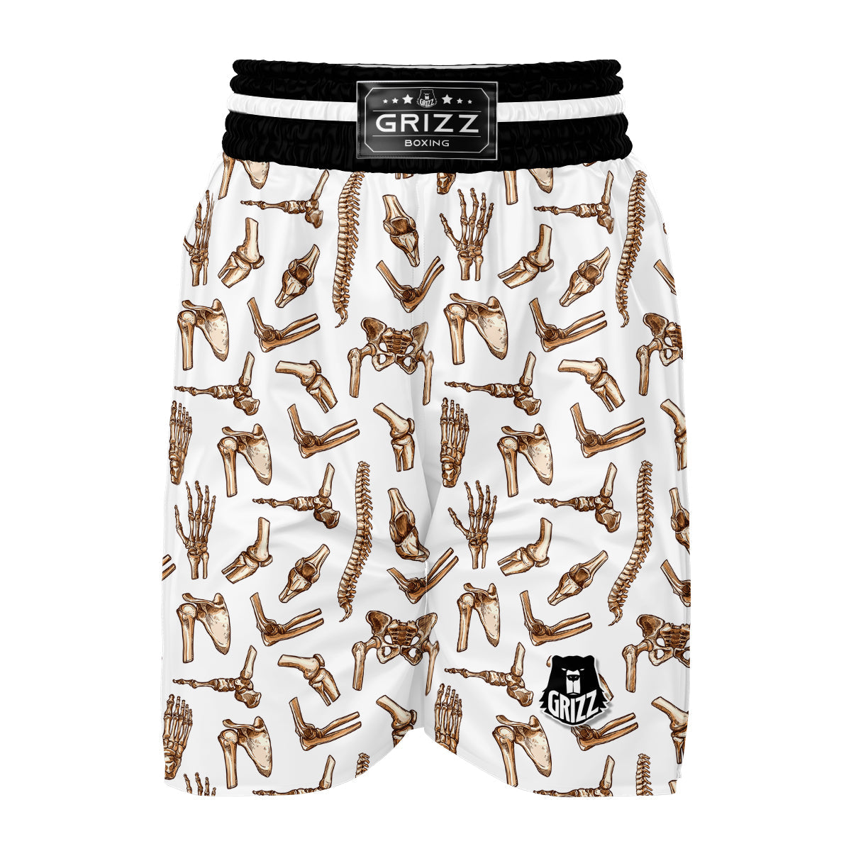 Anatomy Bone Pattern Print Boxing Shorts-grizzshop