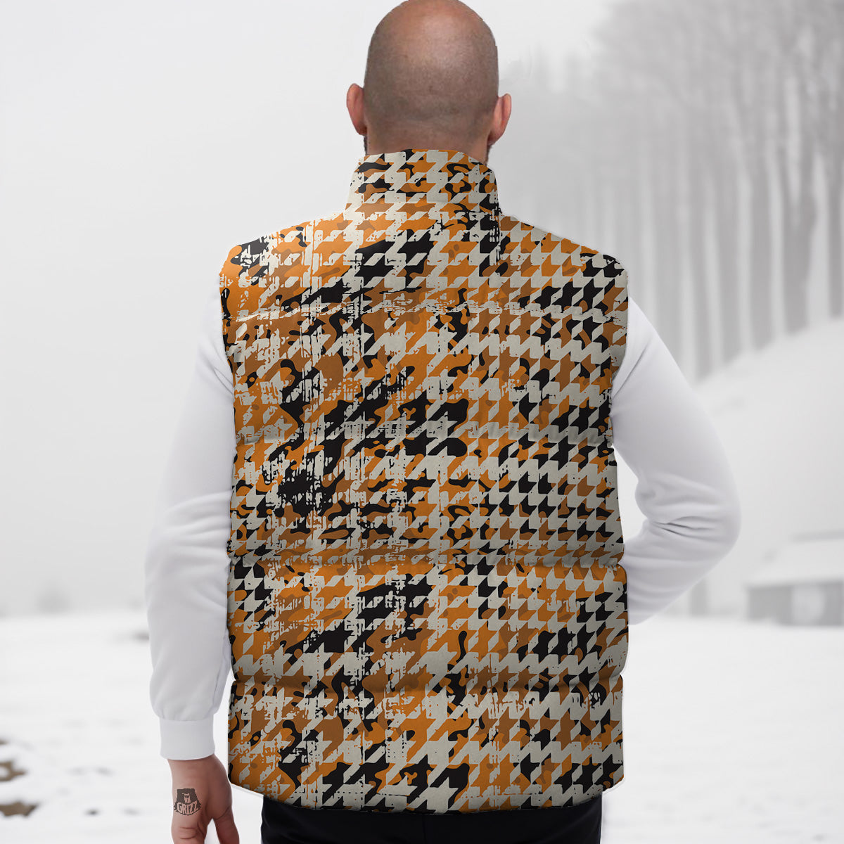 Anatomy Bone Pattern Print Down Vest-grizzshop