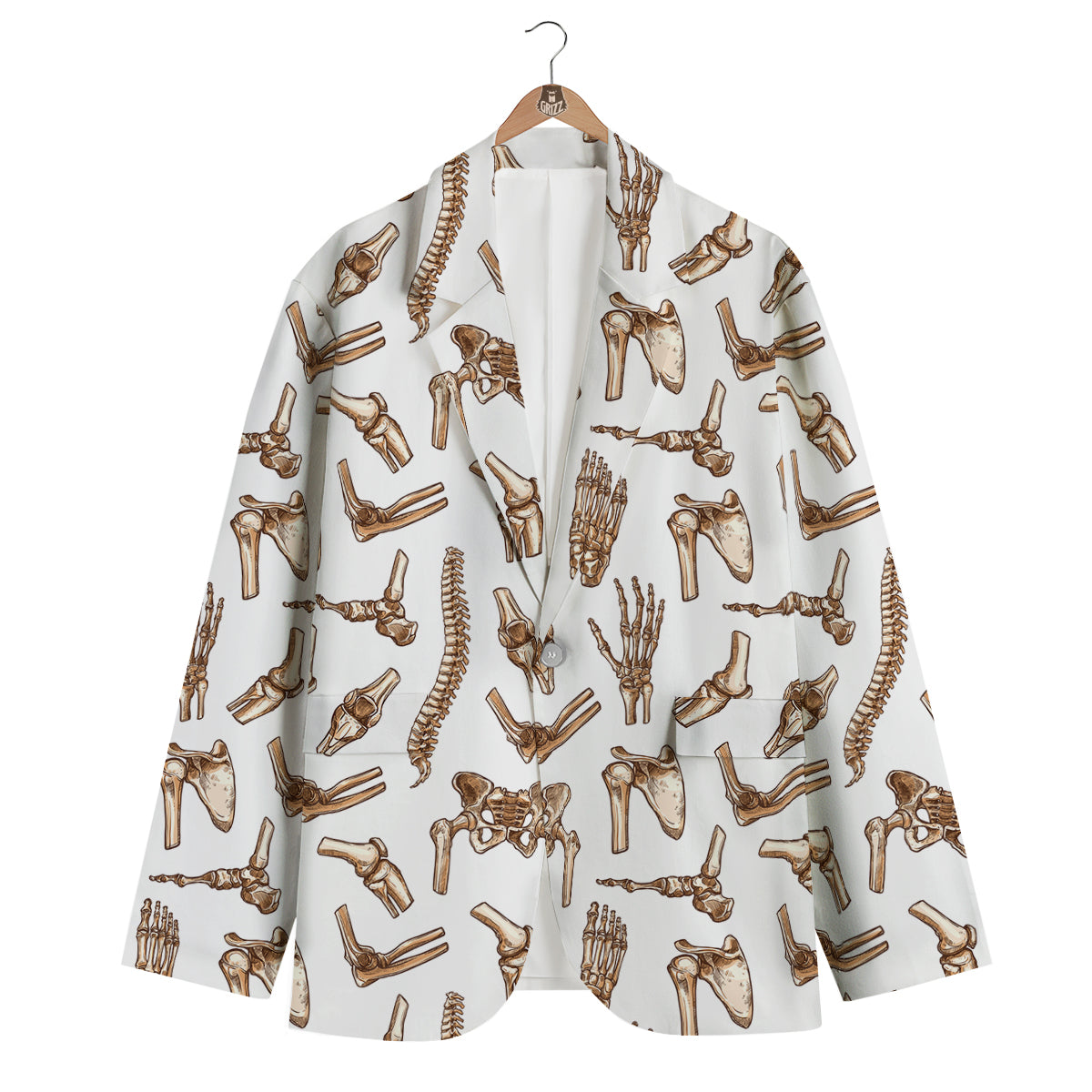 Anatomy Bone Pattern Print Men's Blazer-grizzshop