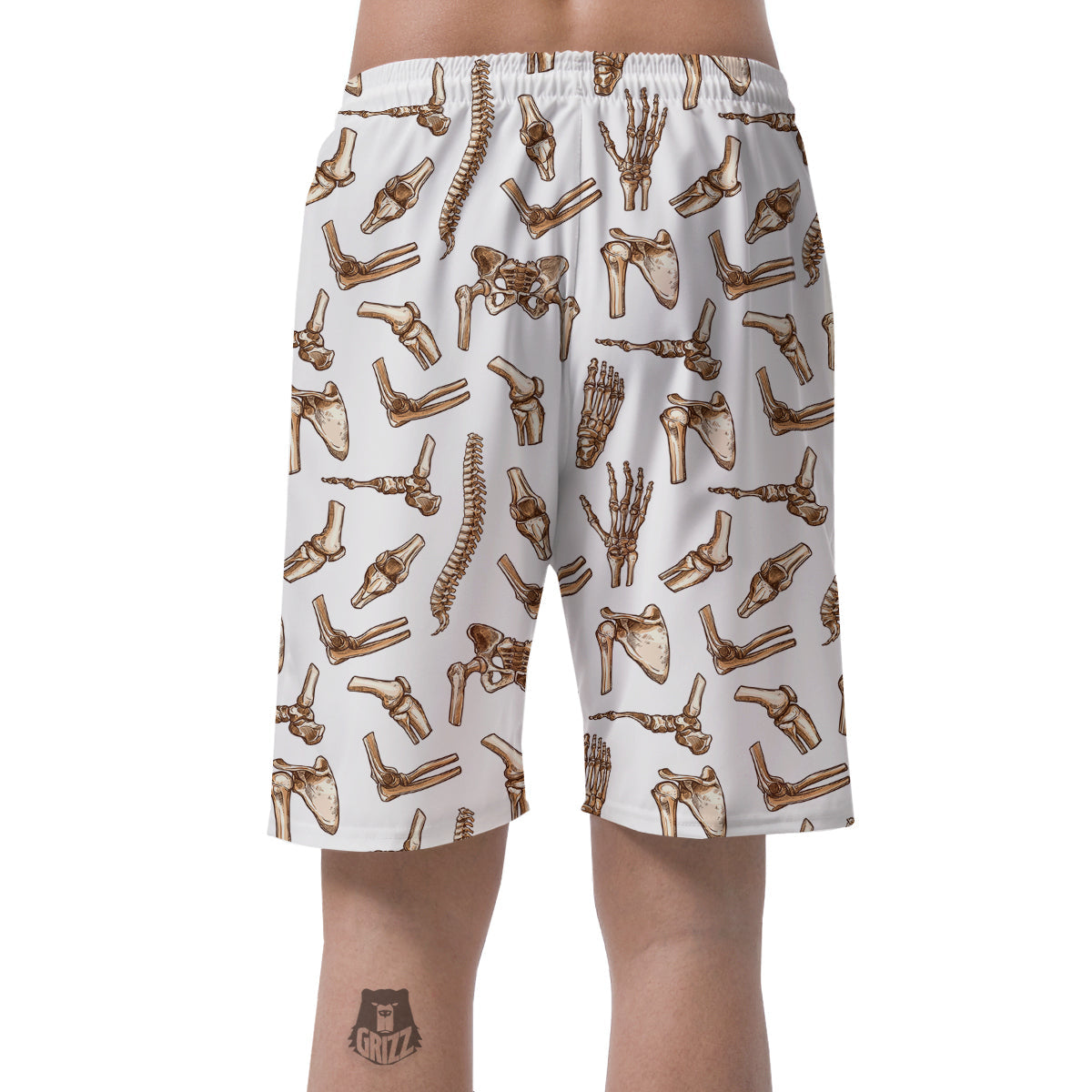 Anatomy Bone Pattern Print Men's Shorts-grizzshop