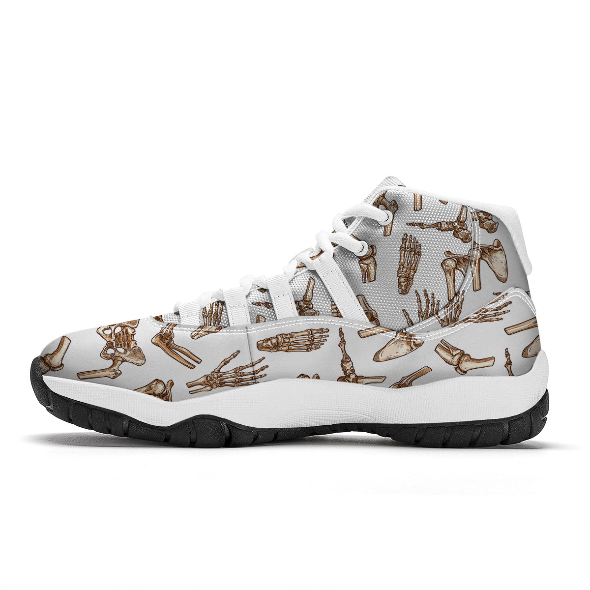 Anatomy Bone Pattern Print White Bball Shoes-grizzshop