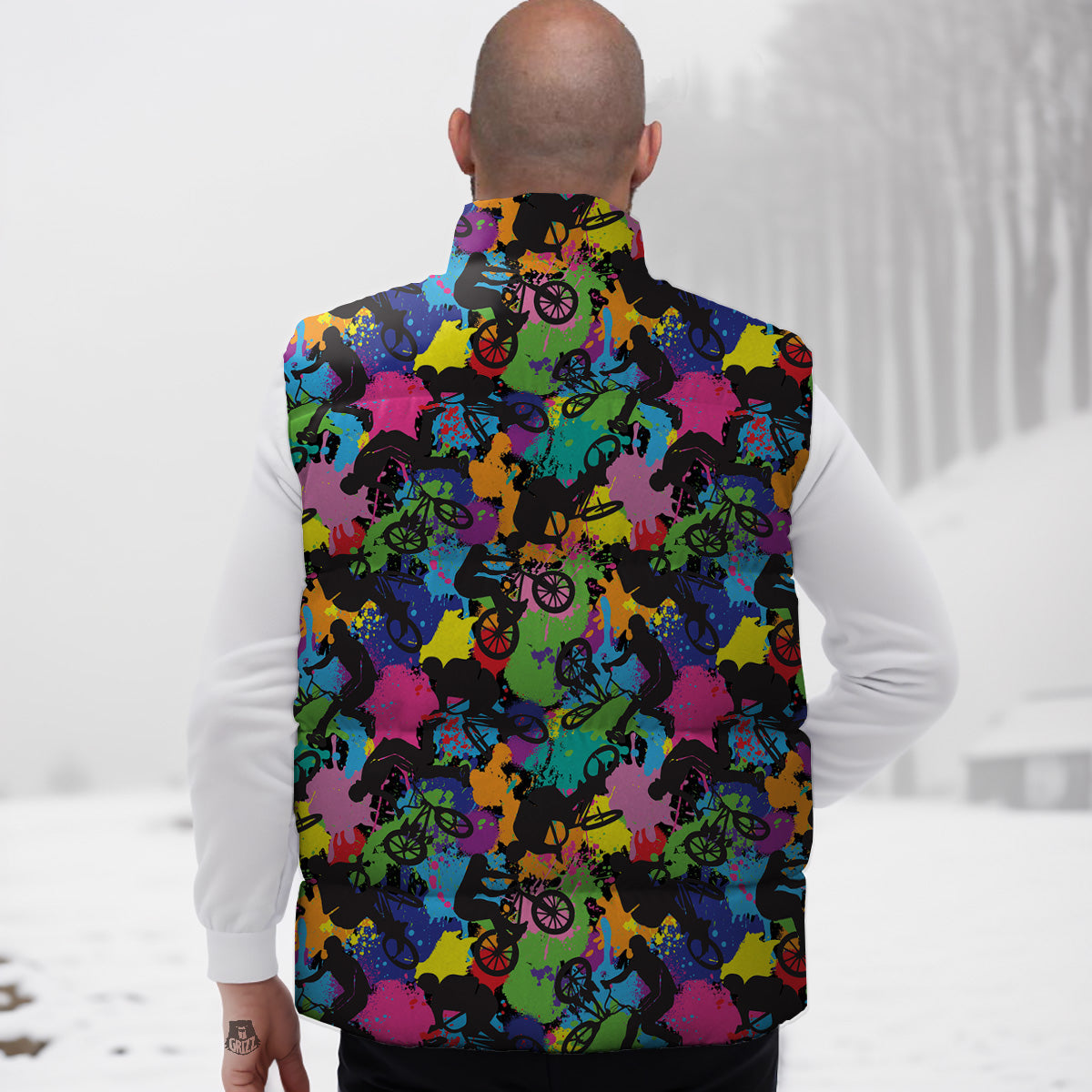 Anatomy Cells Pattern Print Down Vest-grizzshop