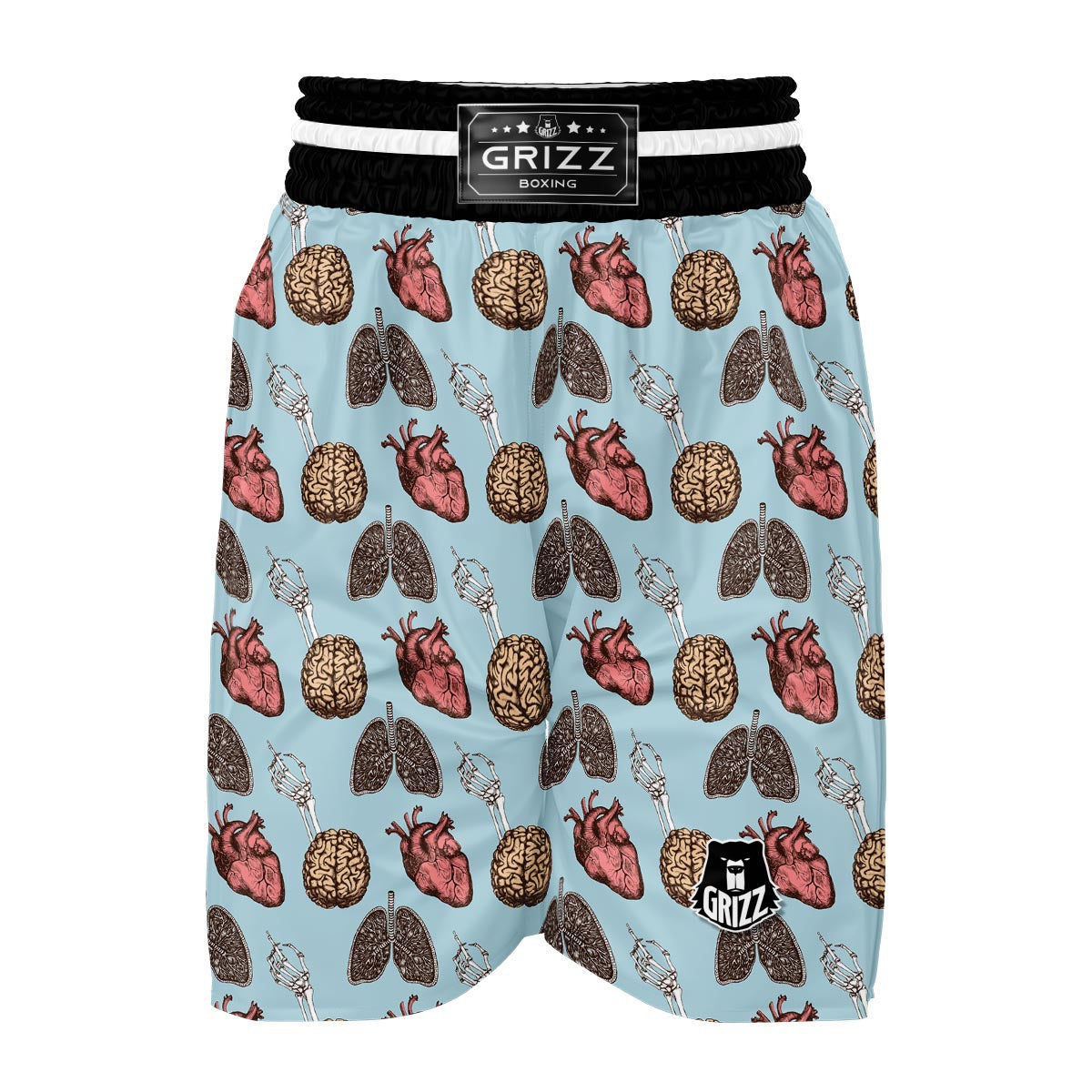 Anatomy Pattern Print Boxing Shorts-grizzshop