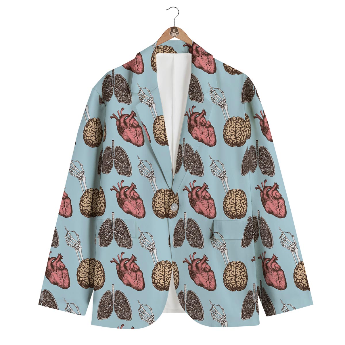 Anatomy Pattern Print Men's Blazer-grizzshop