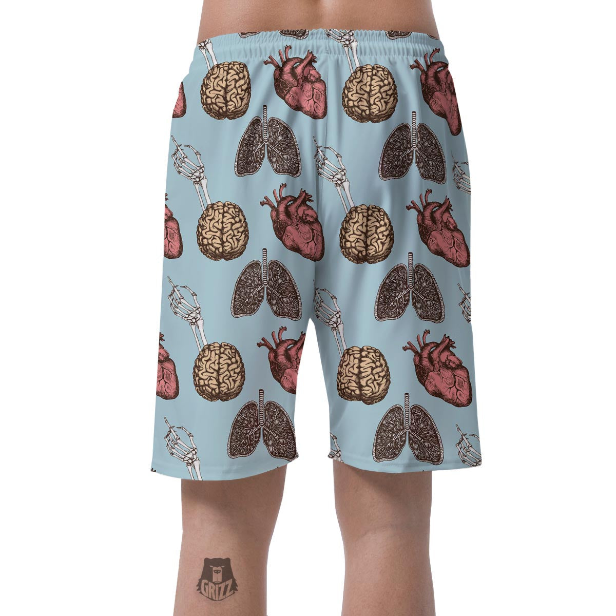Anatomy Pattern Print Men's Shorts-grizzshop