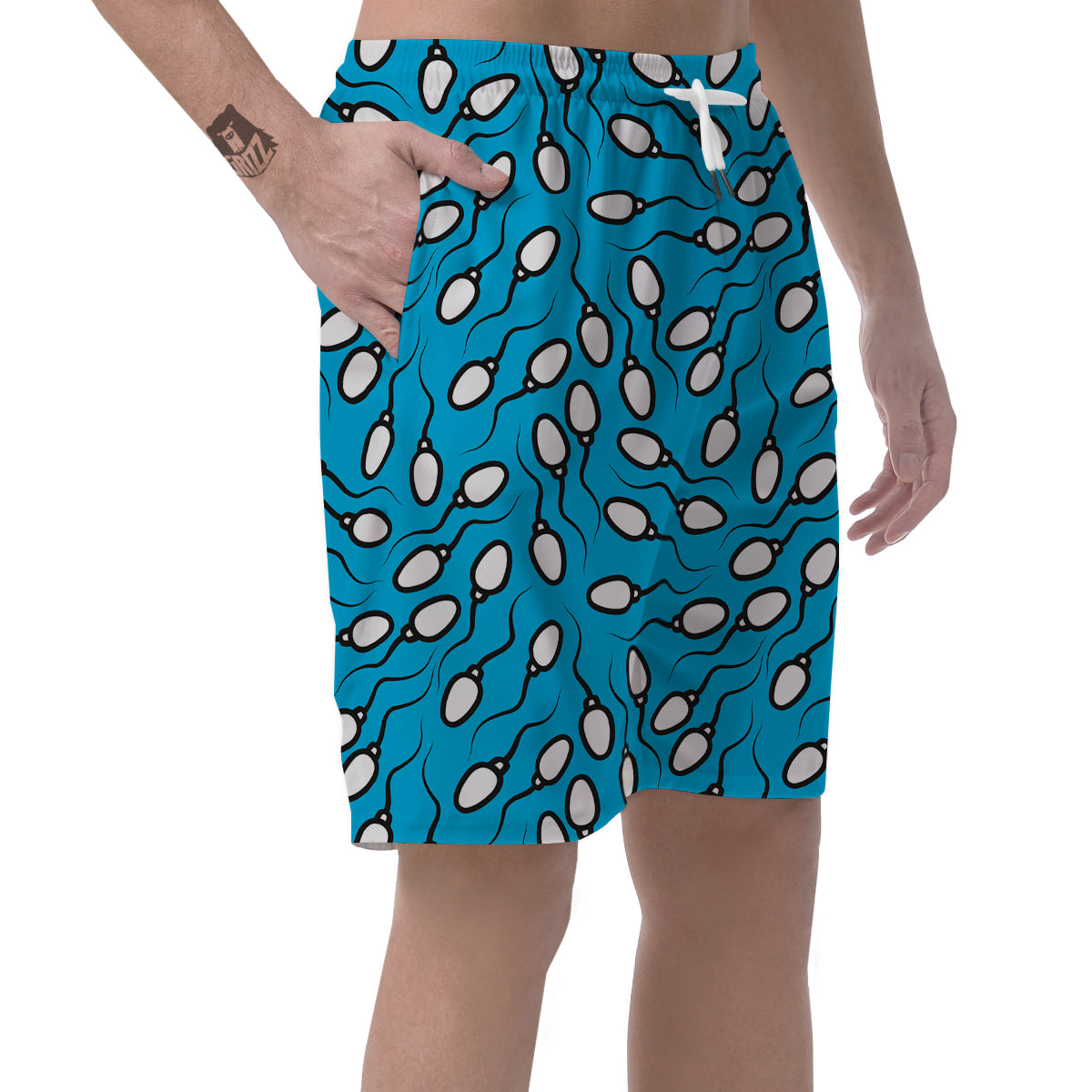 Anatomy Sperm Pattern Print Men's Shorts-grizzshop