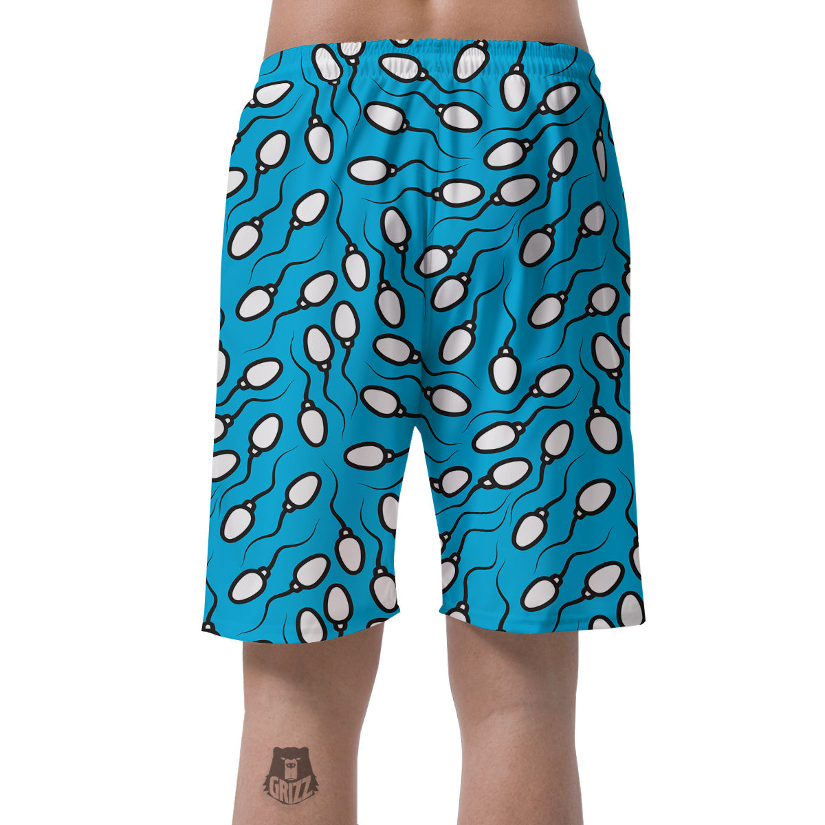 Anatomy Sperm Pattern Print Men's Shorts-grizzshop