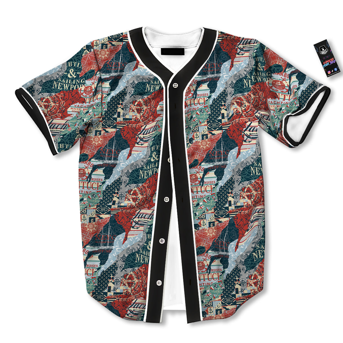 Anchor Abstract Nautical Print Pattern Baseball Jersey-grizzshop