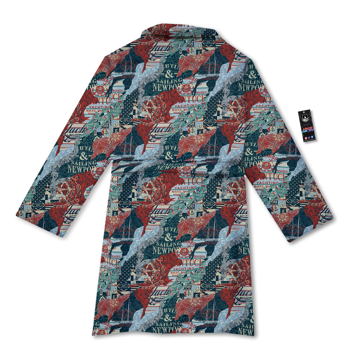 Anchor Abstract Nautical Print Pattern Bathrobe-grizzshop