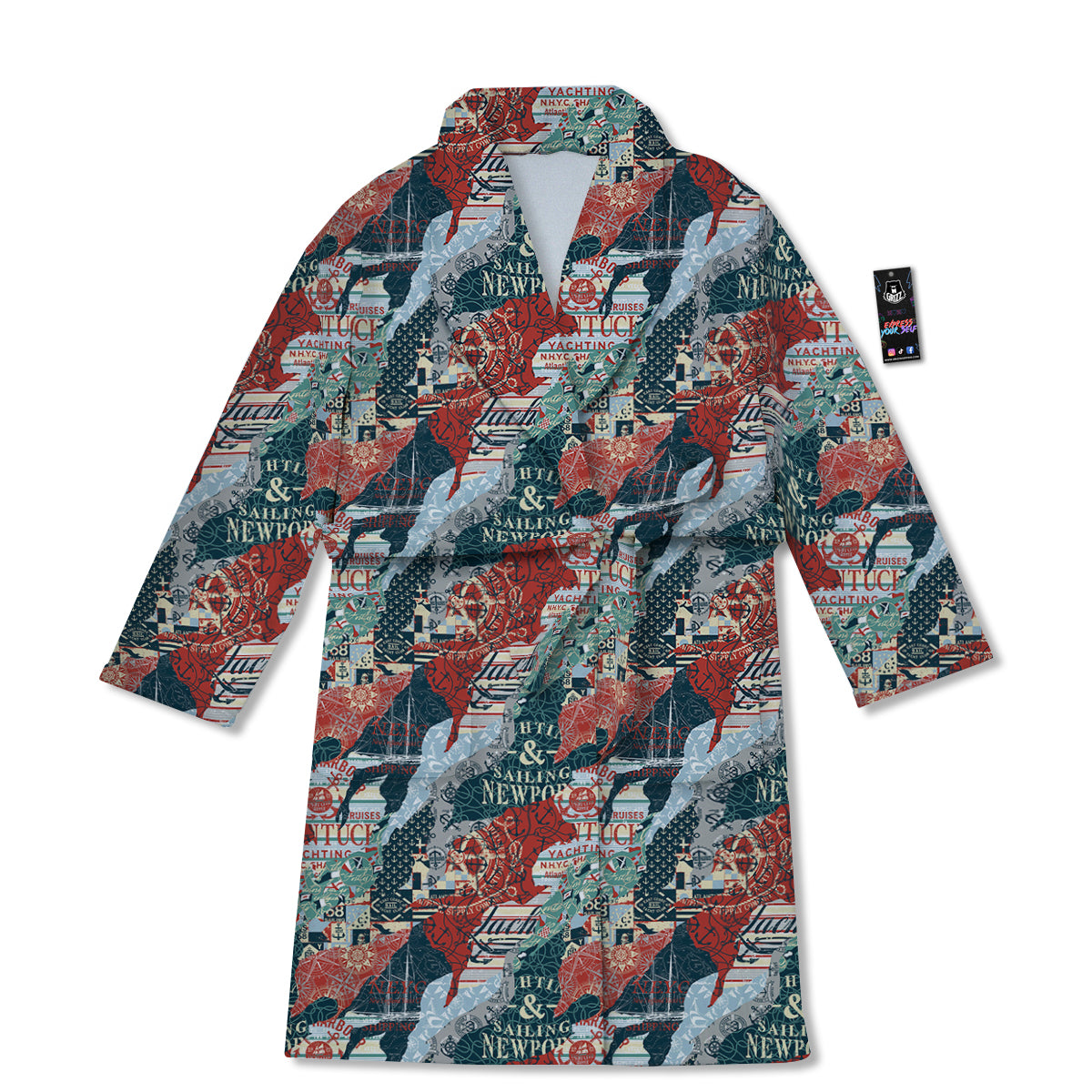 Anchor Abstract Nautical Print Pattern Bathrobe-grizzshop