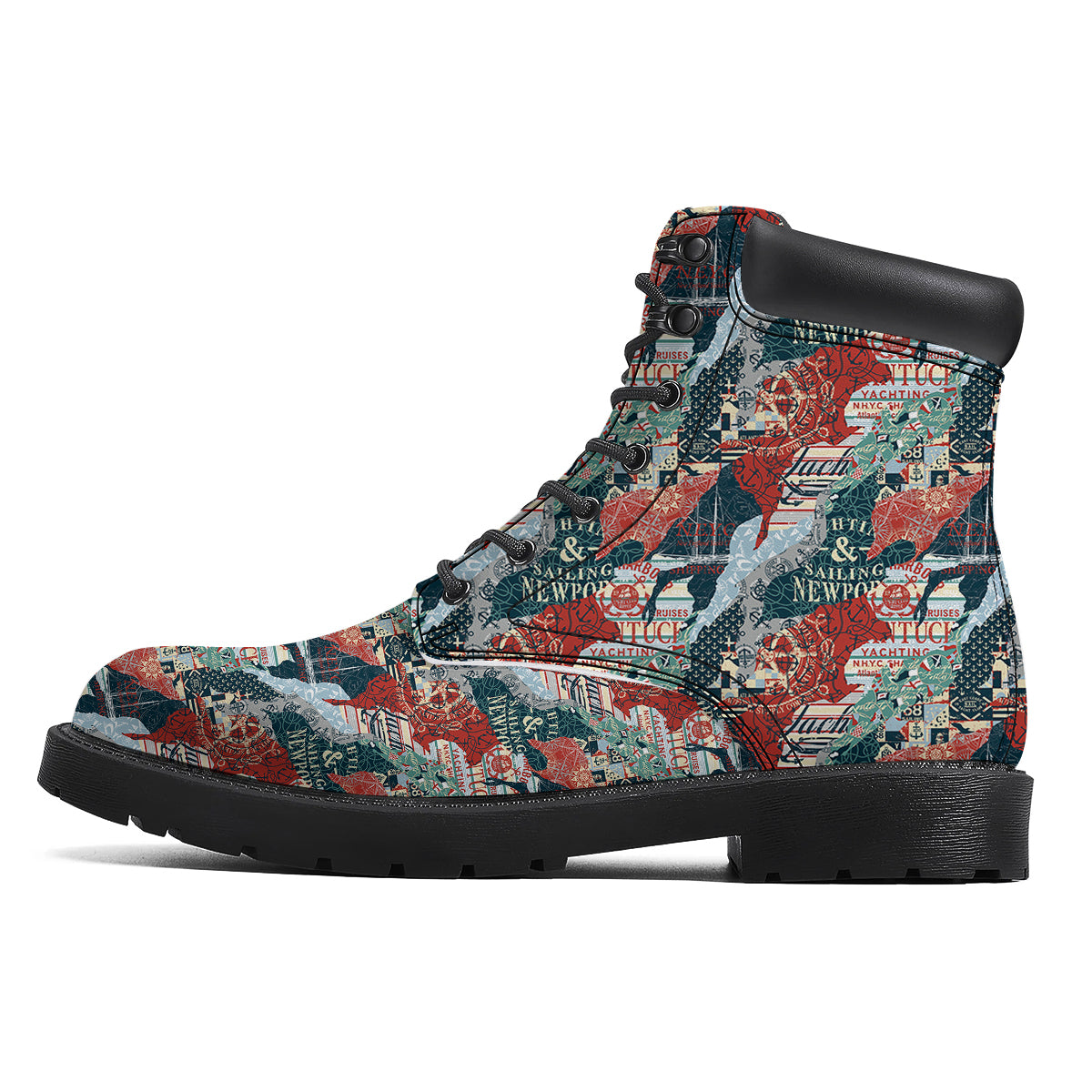 Anchor Abstract Nautical Print Pattern Boots-grizzshop