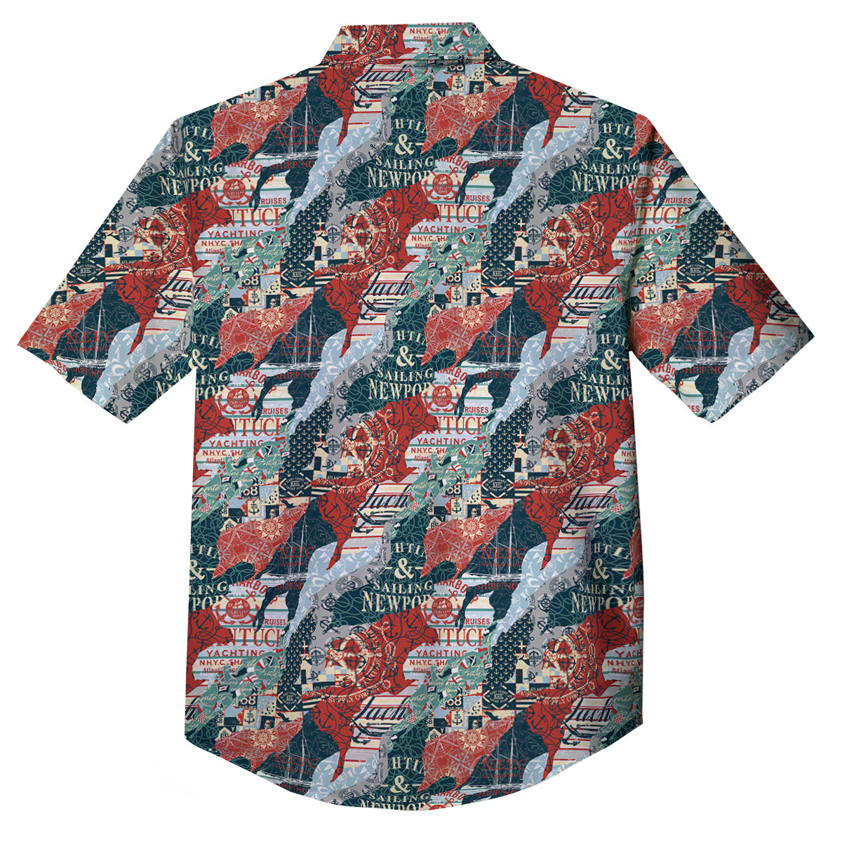 Anchor Abstract Nautical Print Pattern Button Up Shirt-grizzshop