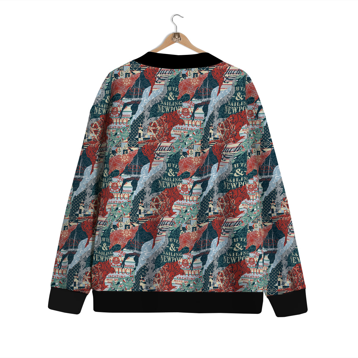 Anchor Abstract Nautical Print Pattern Cardigan-grizzshop