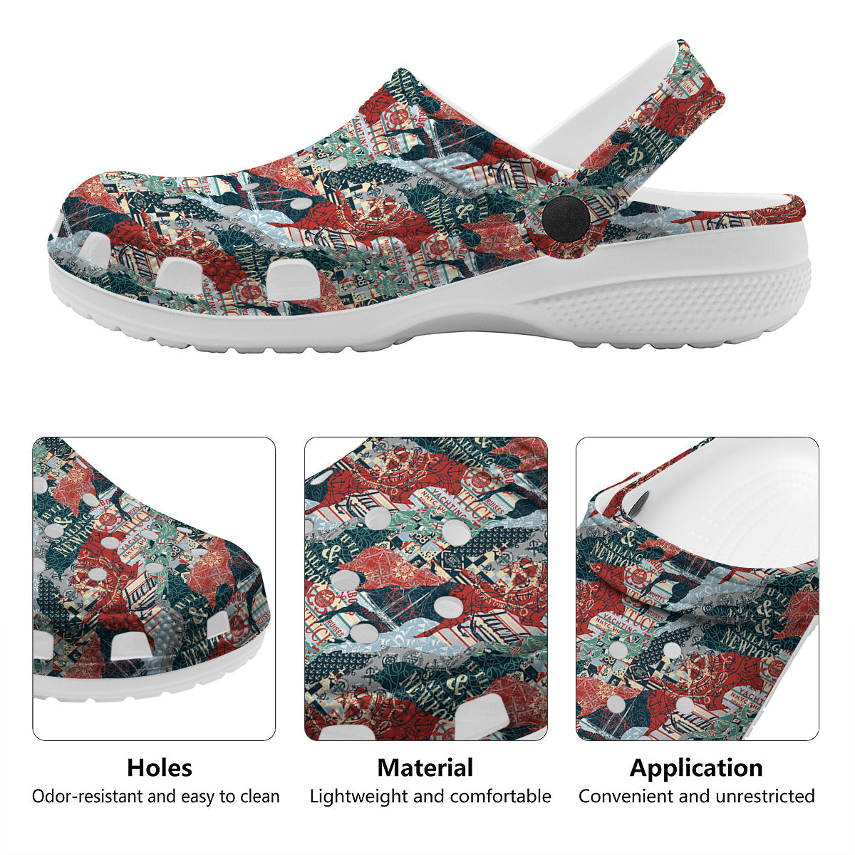 Anchor Abstract Nautical Print Pattern Clog-grizzshop