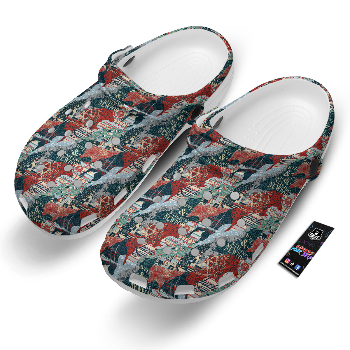 Anchor Abstract Nautical Print Pattern Clog-grizzshop