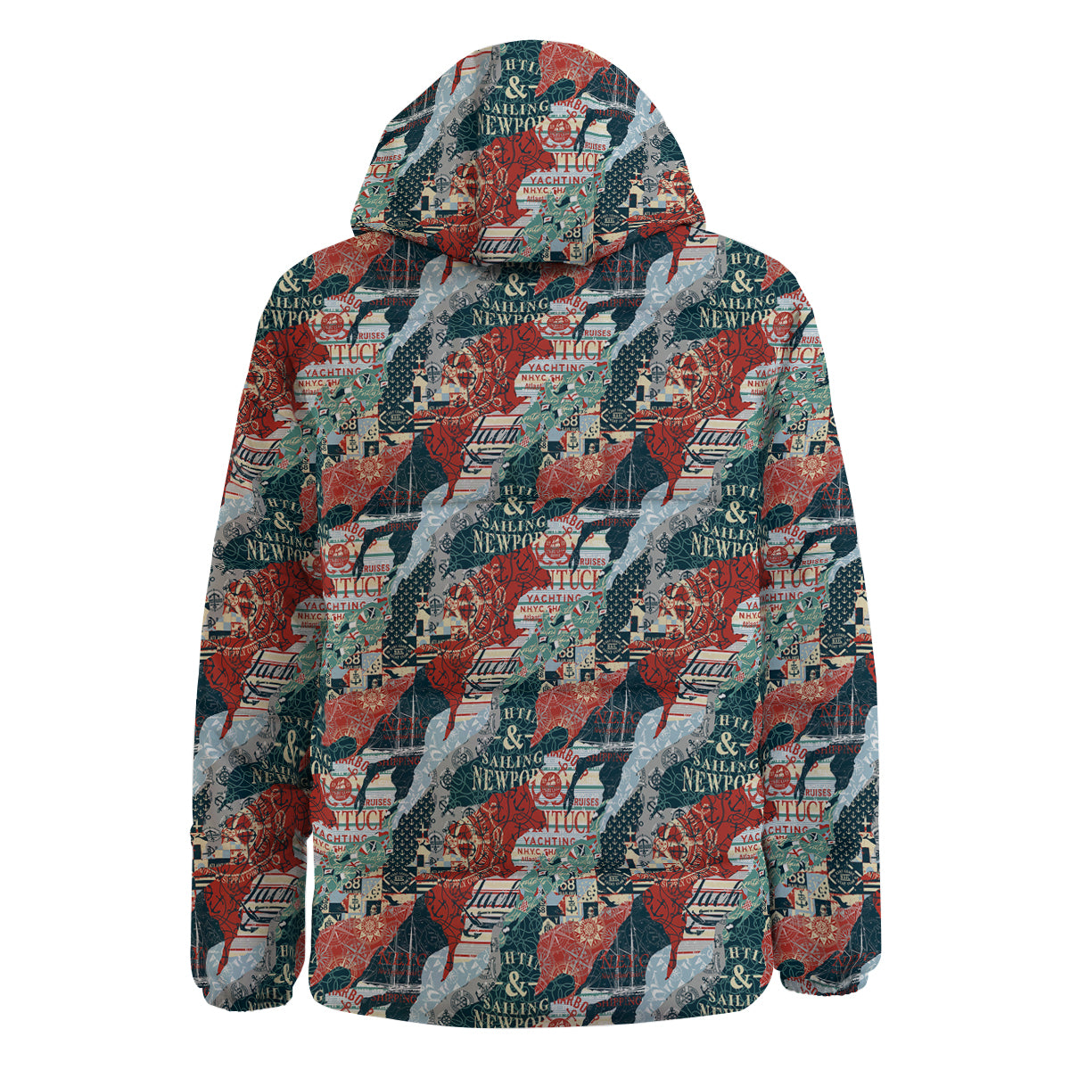 Anchor Abstract Nautical Print Pattern Down Jacket-grizzshop