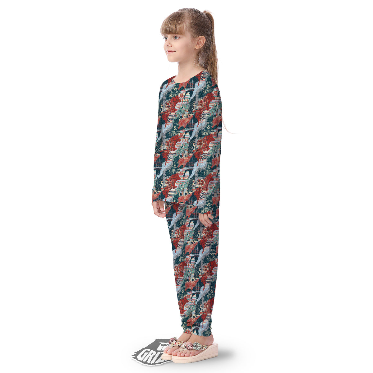 Anchor Abstract Nautical Print Pattern Kid's Pajamas-grizzshop