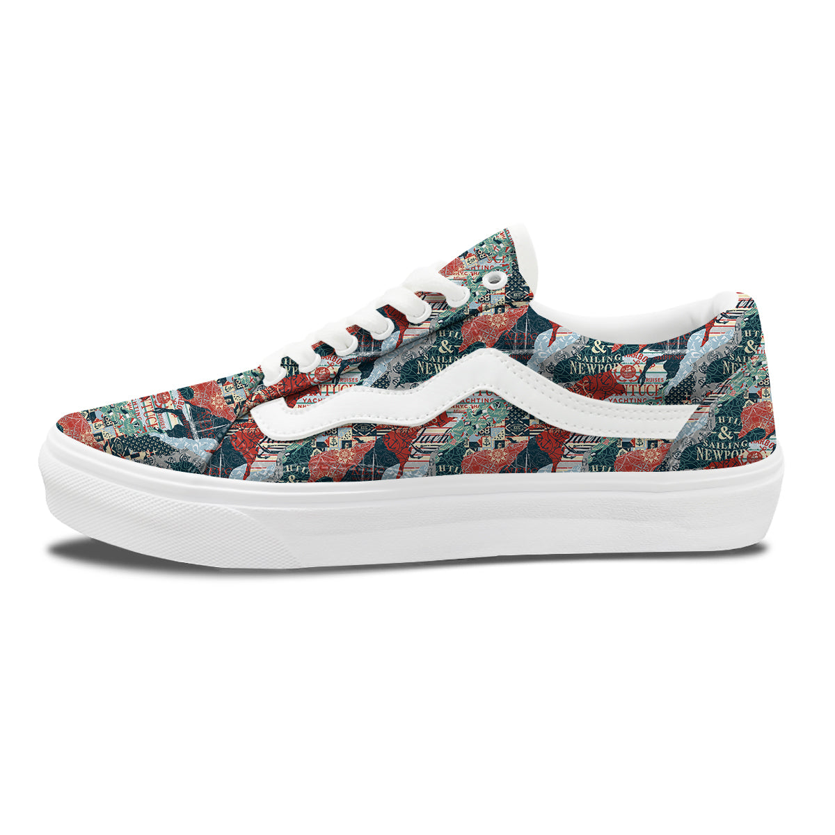 Anchor Abstract Nautical Print Pattern Skate Shoes-grizzshop