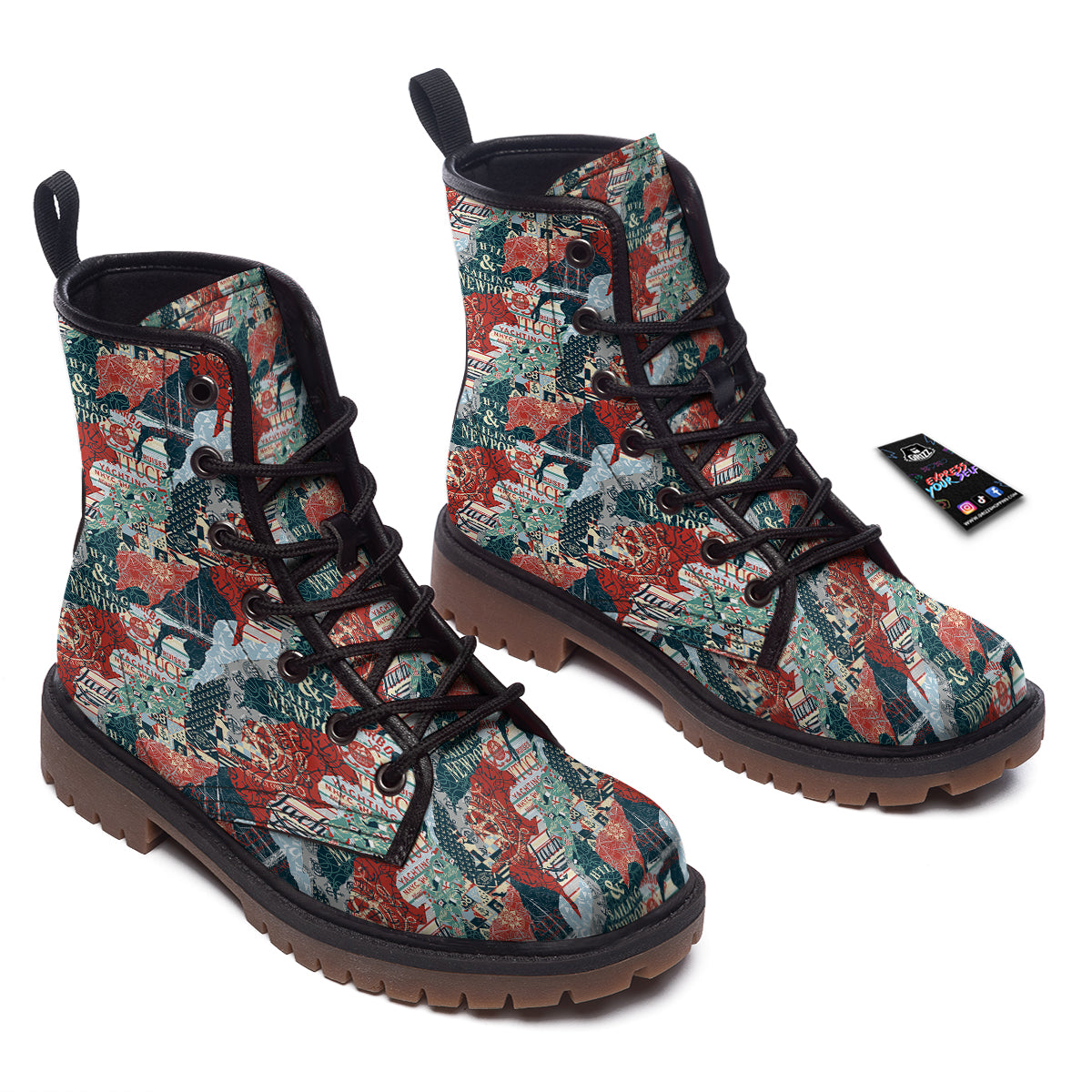 Anchor Abstract Nautical Print Pattern Work Boots-grizzshop
