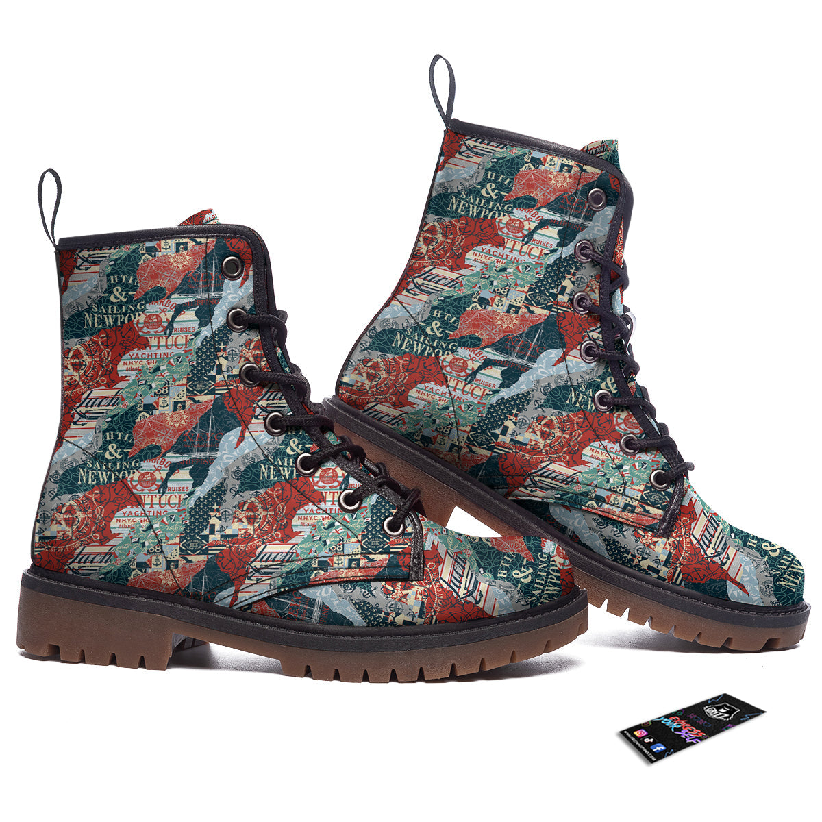 Anchor Abstract Nautical Print Pattern Work Boots-grizzshop