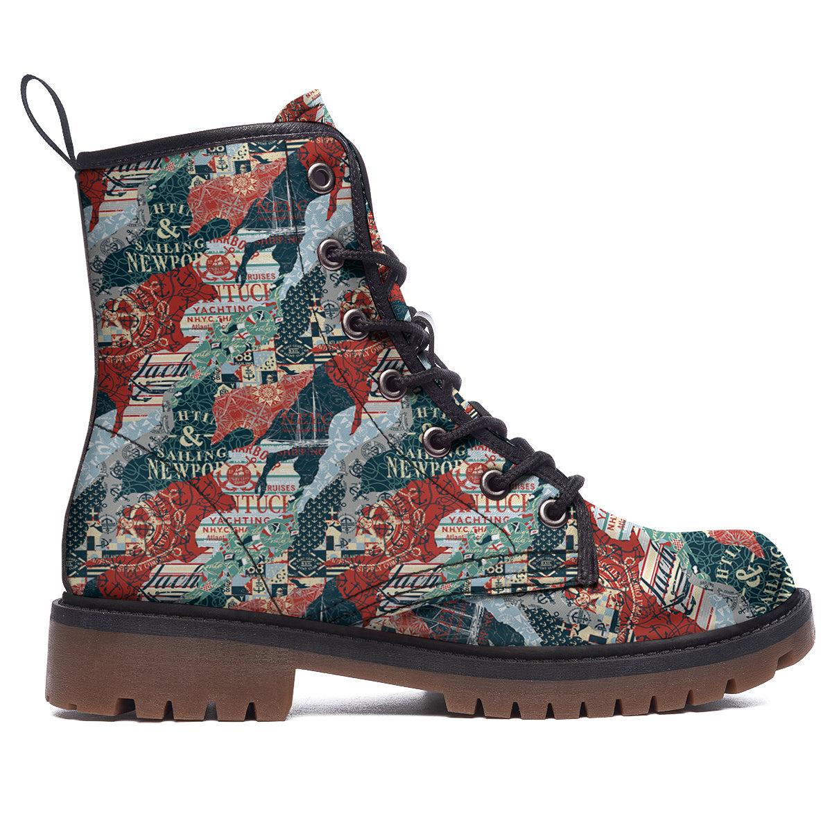 Anchor Abstract Nautical Print Pattern Work Boots-grizzshop