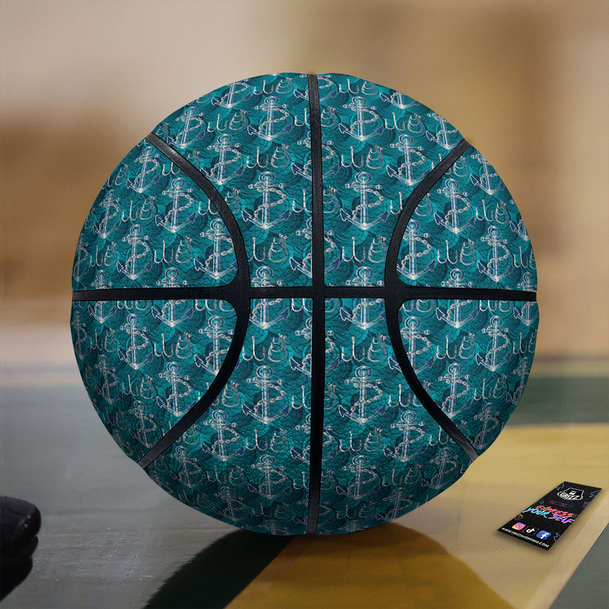 Anchor Blue Print Pattern Basketball-grizzshop