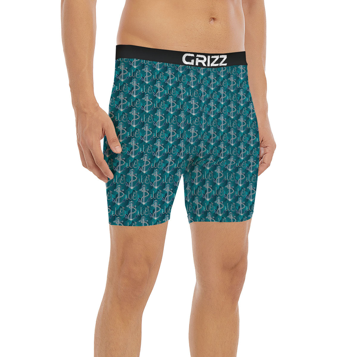 Anchor Blue Print Pattern Boxer Briefs-grizzshop
