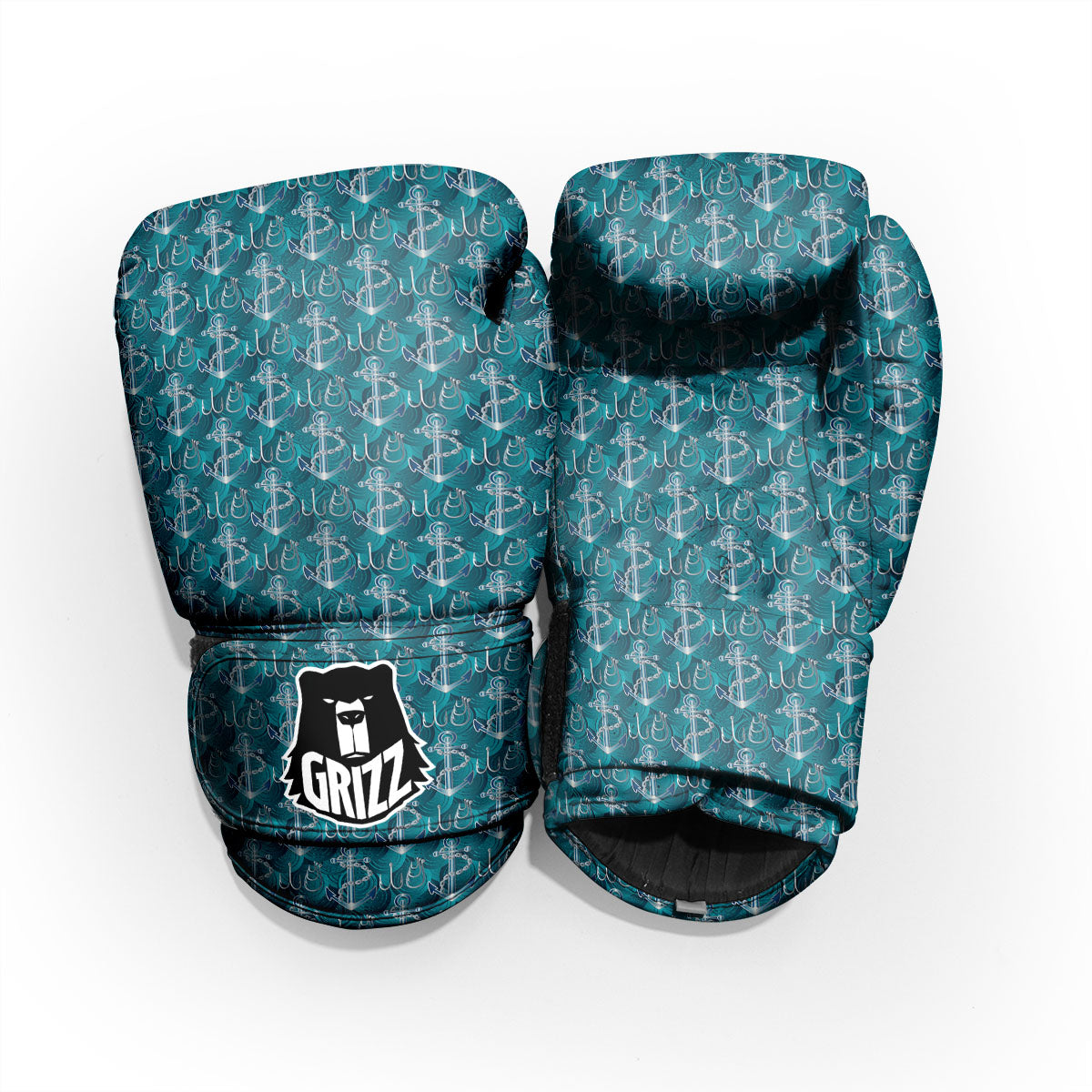Anchor Blue Print Pattern Sparring Gloves-grizzshop