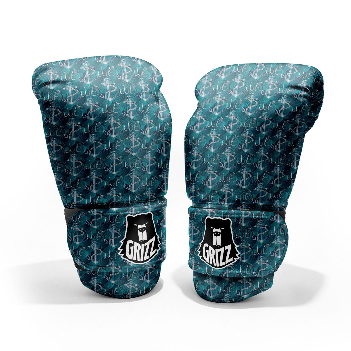 Anchor Blue Print Pattern Sparring Gloves-grizzshop