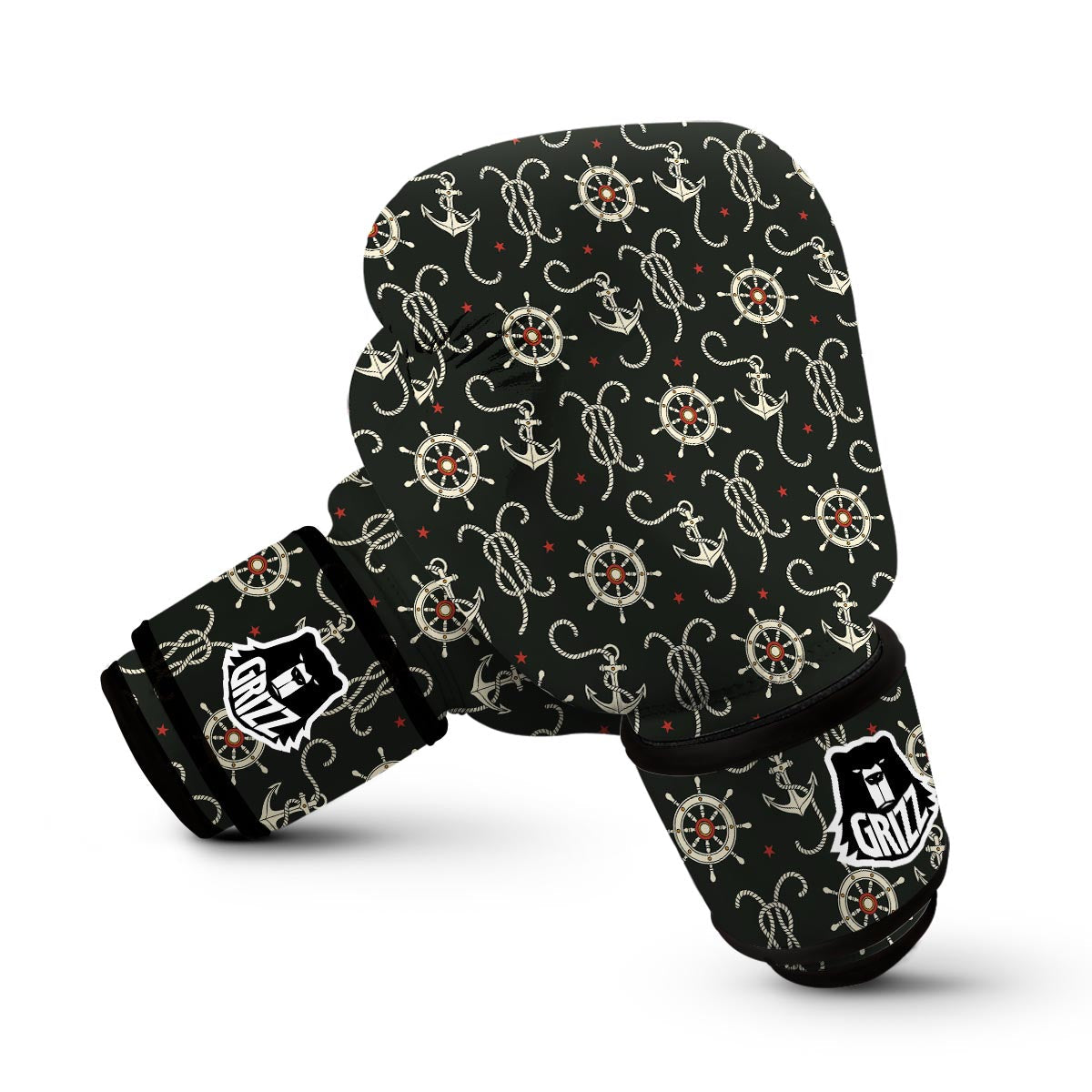Anchor Nautical Pattern Print Boxing Gloves-grizzshop