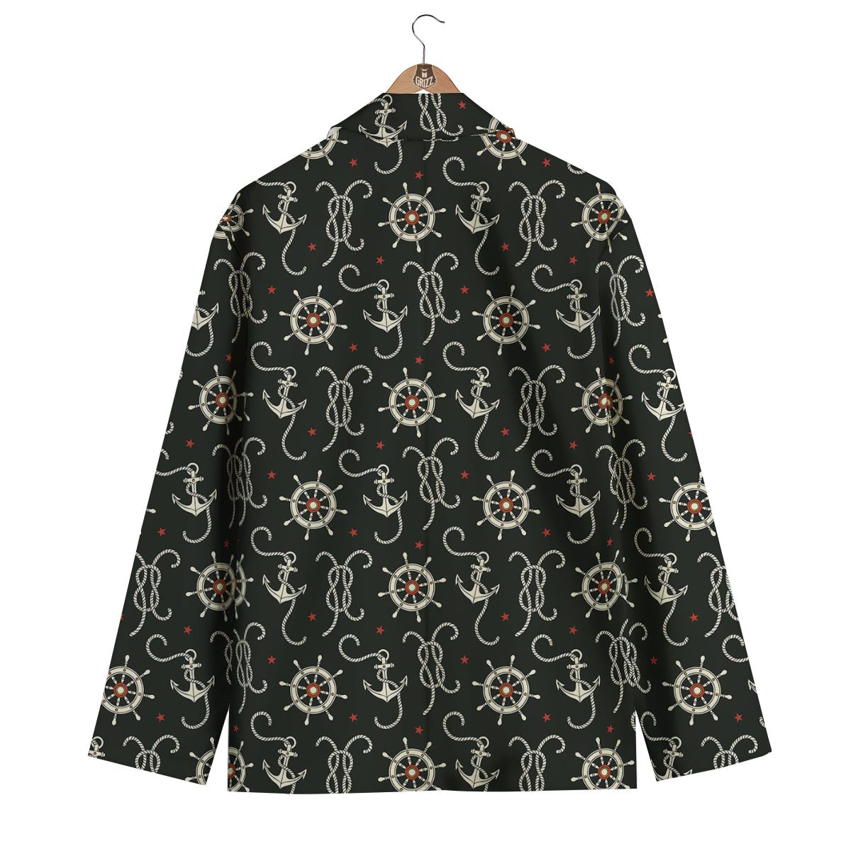 Anchor Nautical Pattern Print Men's Blazer-grizzshop