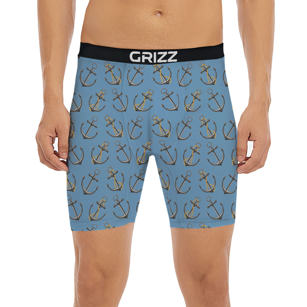 Anchor Nautical Print Pattern Boxer Briefs-grizzshop