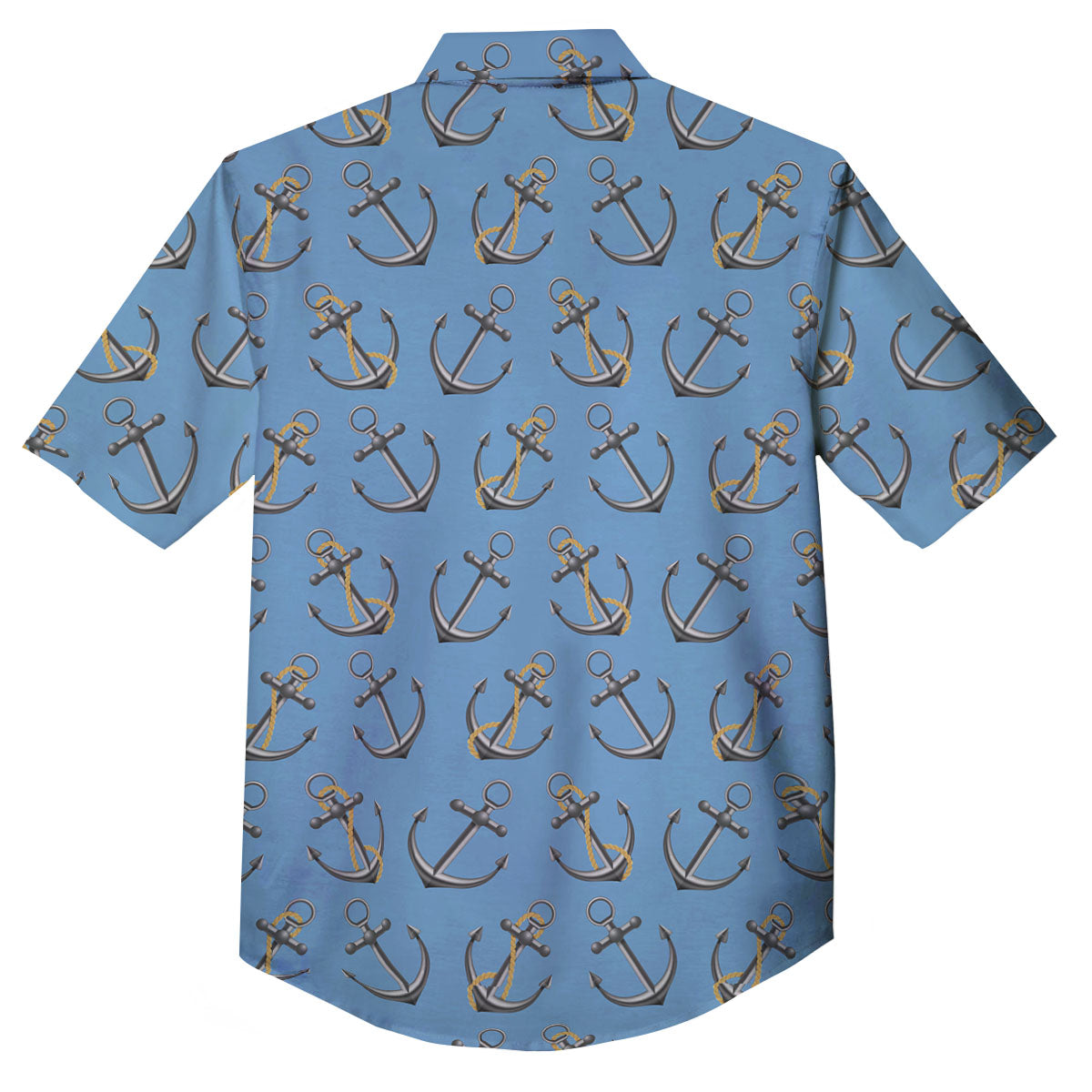 Anchor Nautical Print Pattern Button Up Shirt-grizzshop