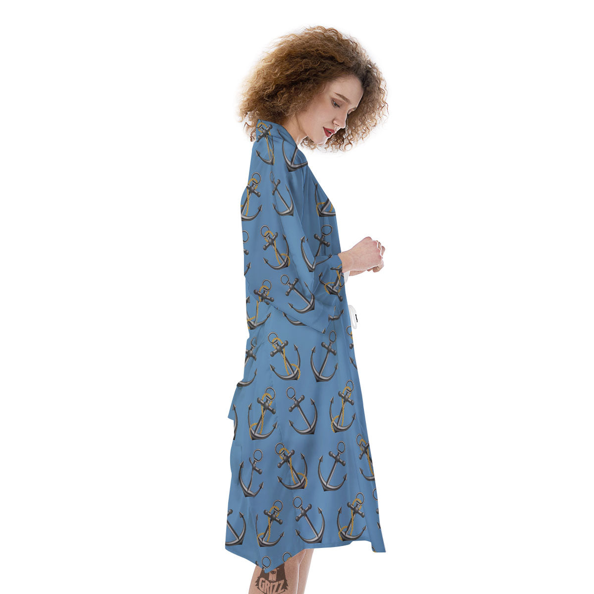 Anchor Nautical Print Pattern Kimono-grizzshop