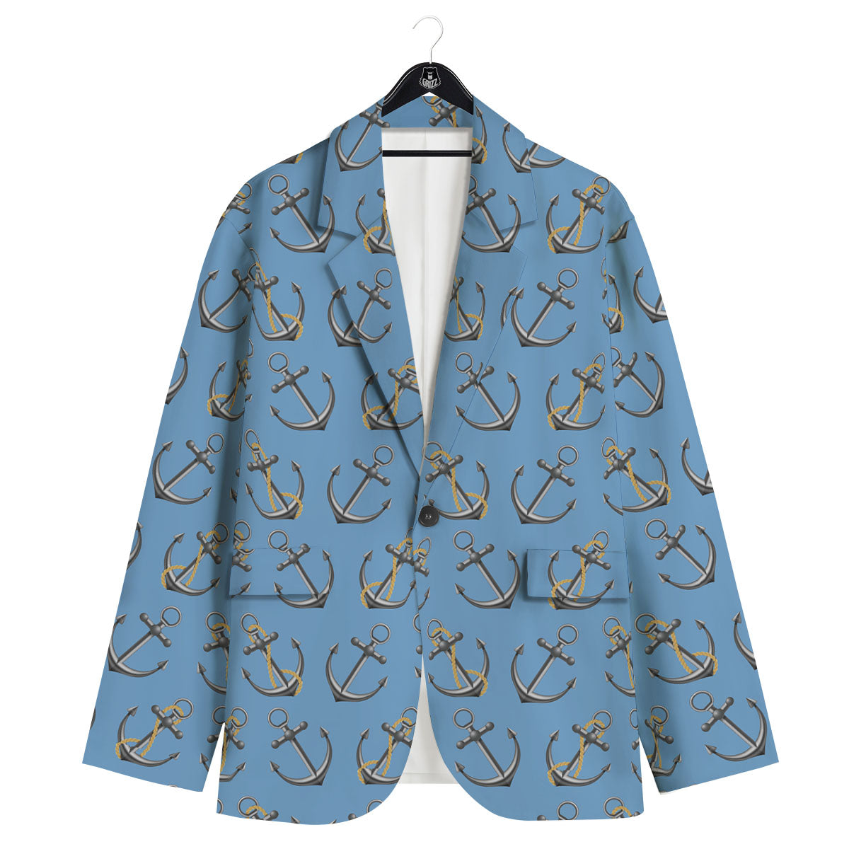 Anchor Nautical Print Pattern Men's Sport Coat-grizzshop