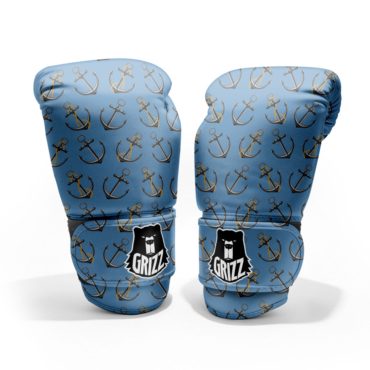Anchor Nautical Print Pattern Sparring Gloves-grizzshop