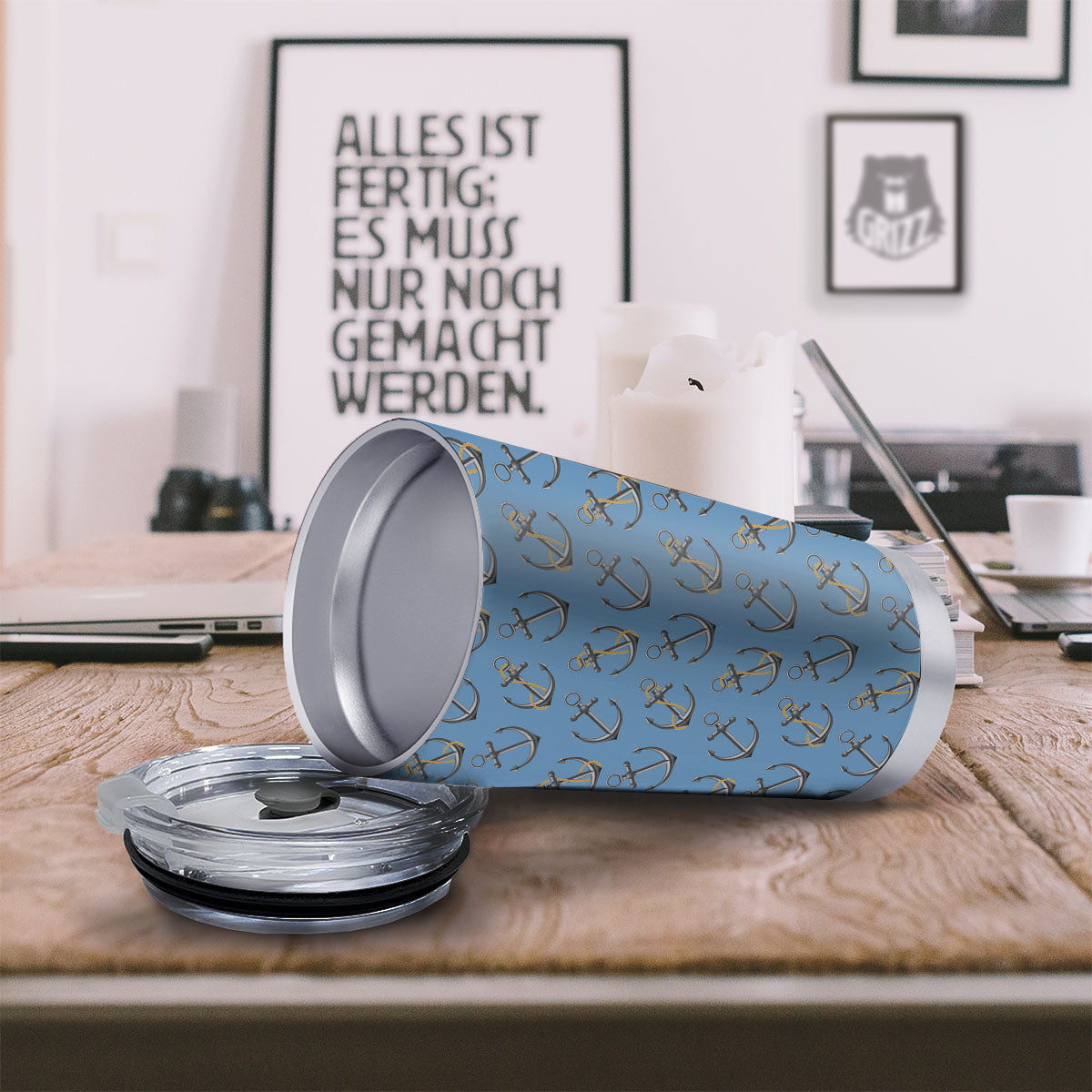 Anchor Nautical Print Pattern Tumbler-grizzshop