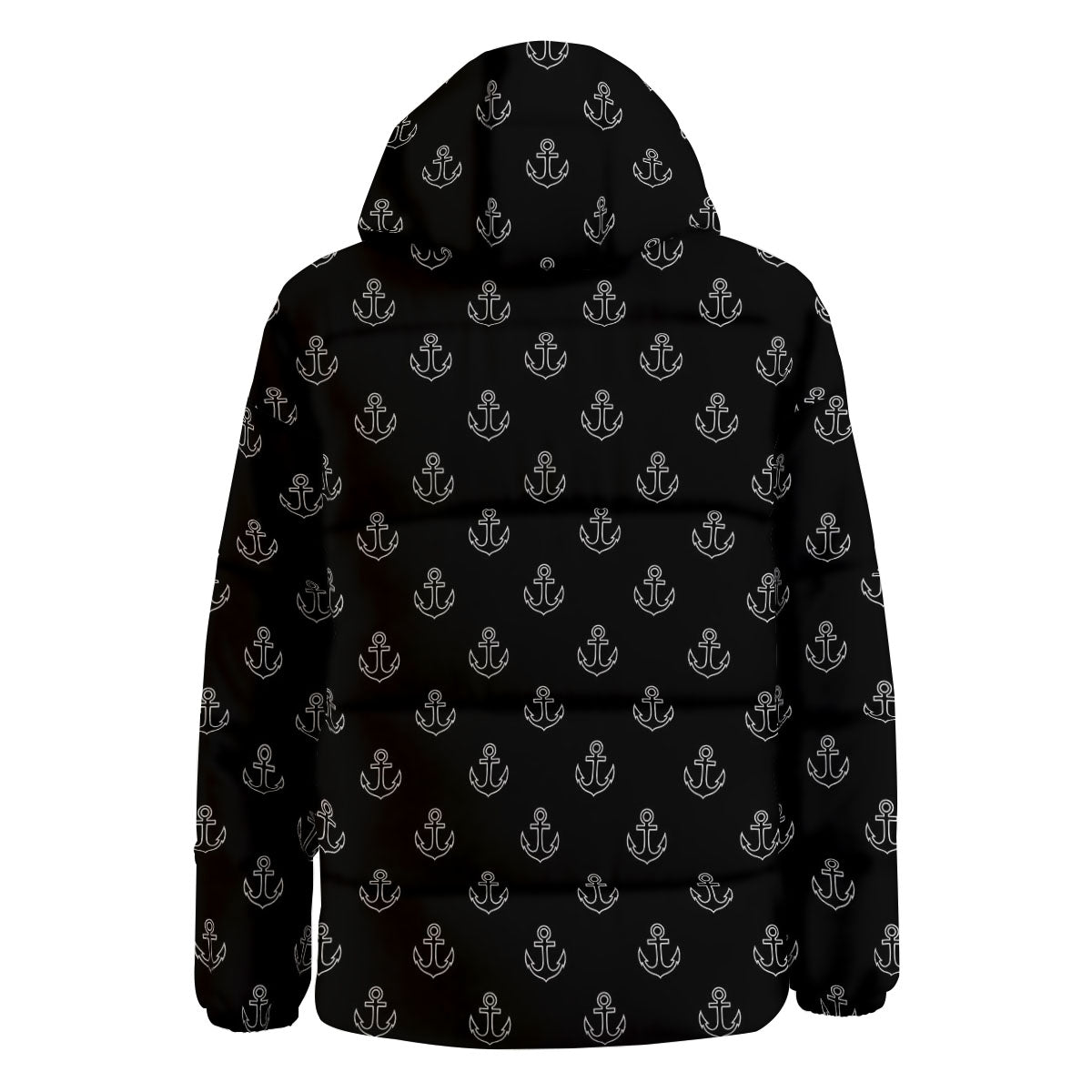 Anchor White And Black Print Pattern Down Jacket-grizzshop