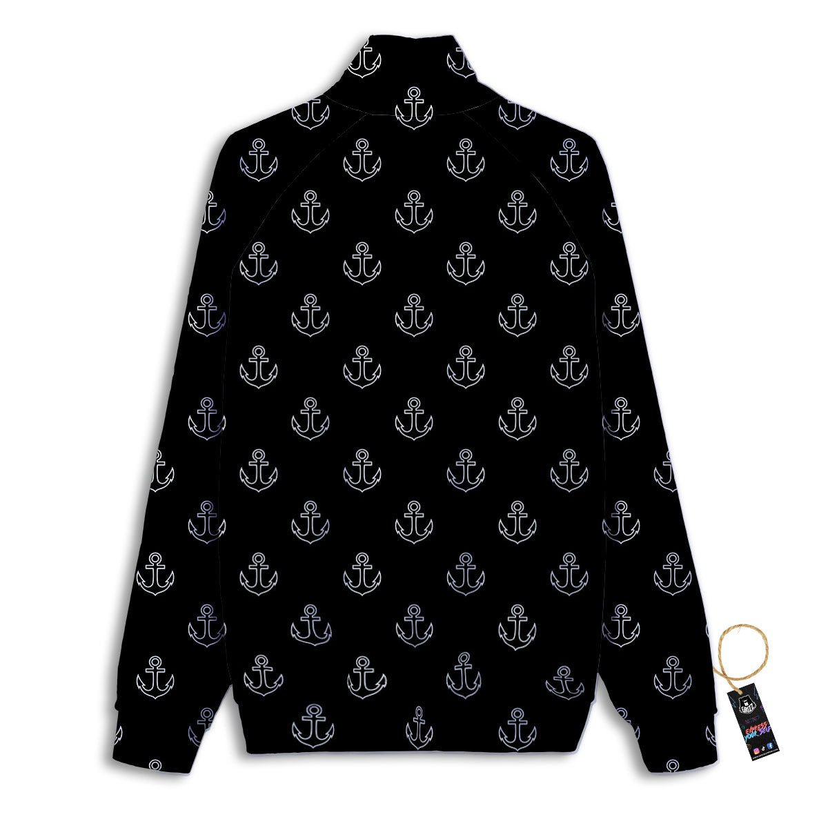 Anchor White And Black Print Pattern Track Jacket-grizzshop