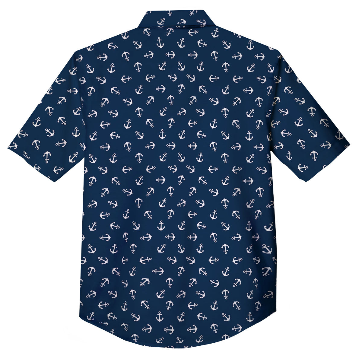 Anchor White And Blue Print Pattern Button Up Shirt-grizzshop