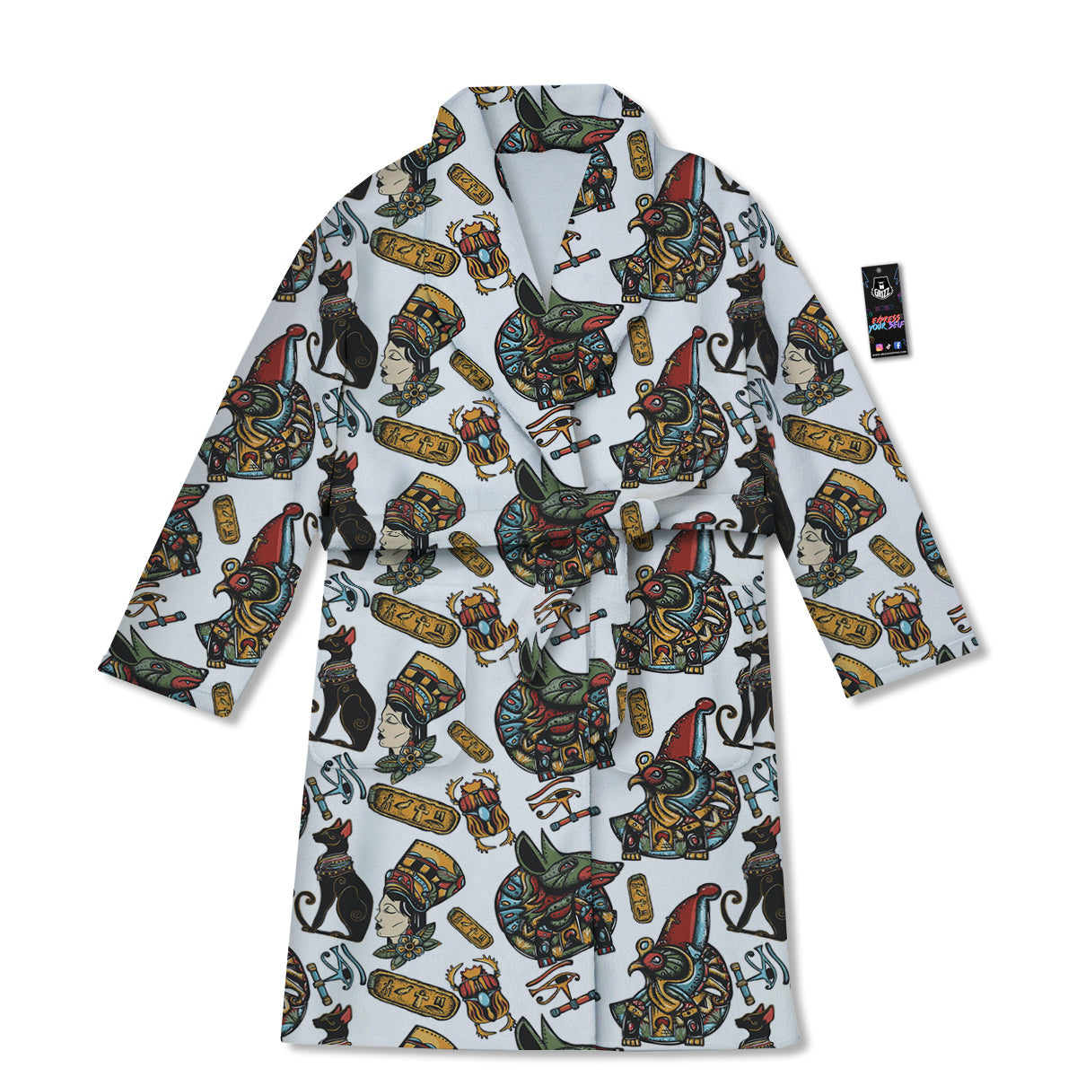 Ancient Egypt Old School Tattoo Print Pattern Bathrobe-grizzshop