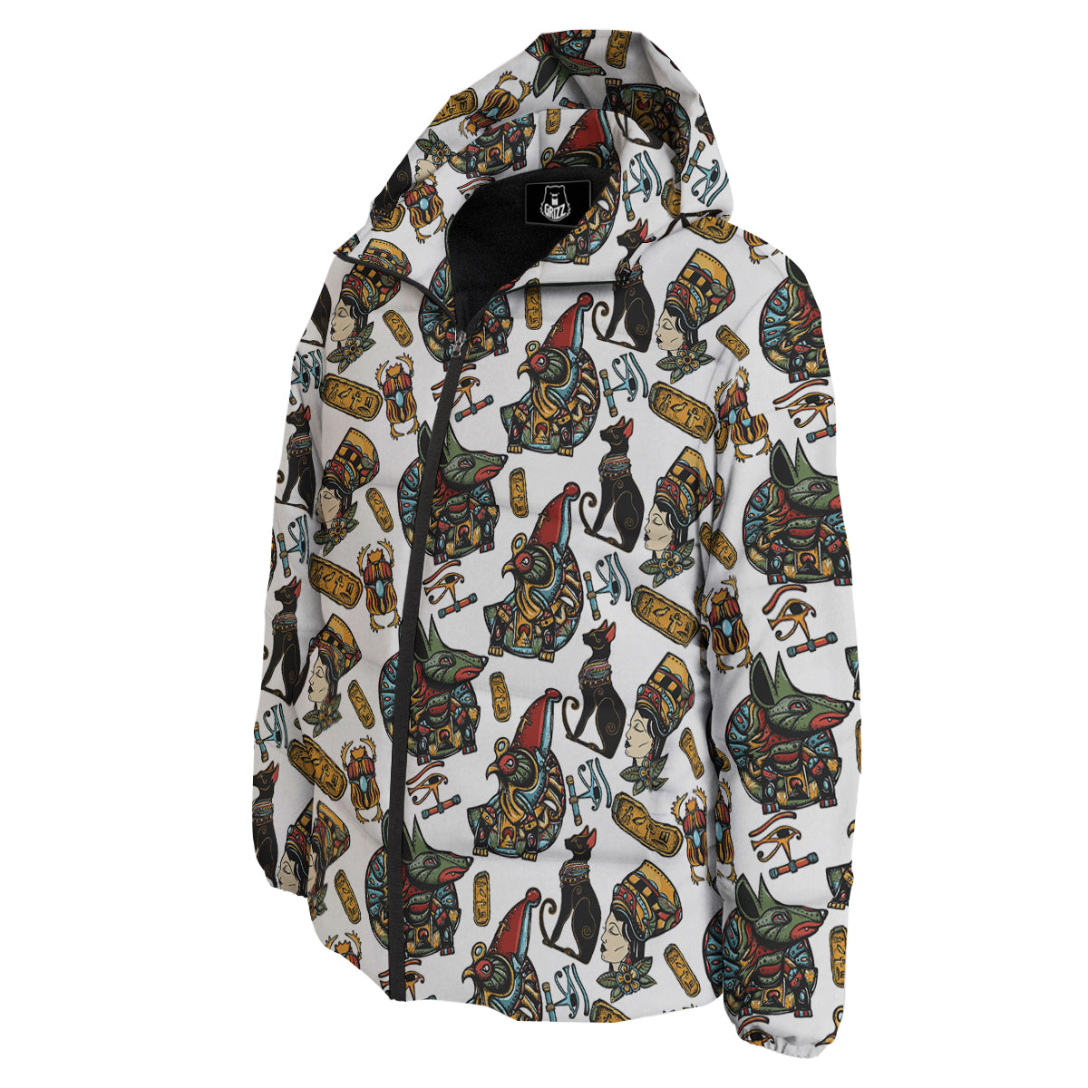 Ancient Egypt Old School Tattoo Print Pattern Down Jacket-grizzshop