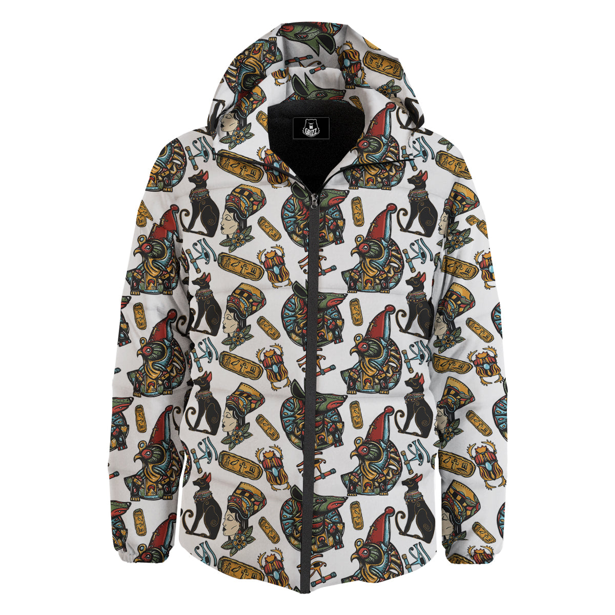 Ancient Egypt Old School Tattoo Print Pattern Down Jacket-grizzshop