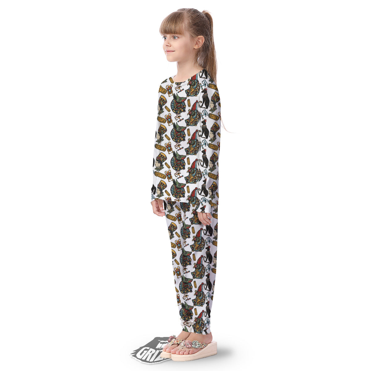 Ancient Egypt Old School Tattoo Print Pattern Kid's Pajamas-grizzshop