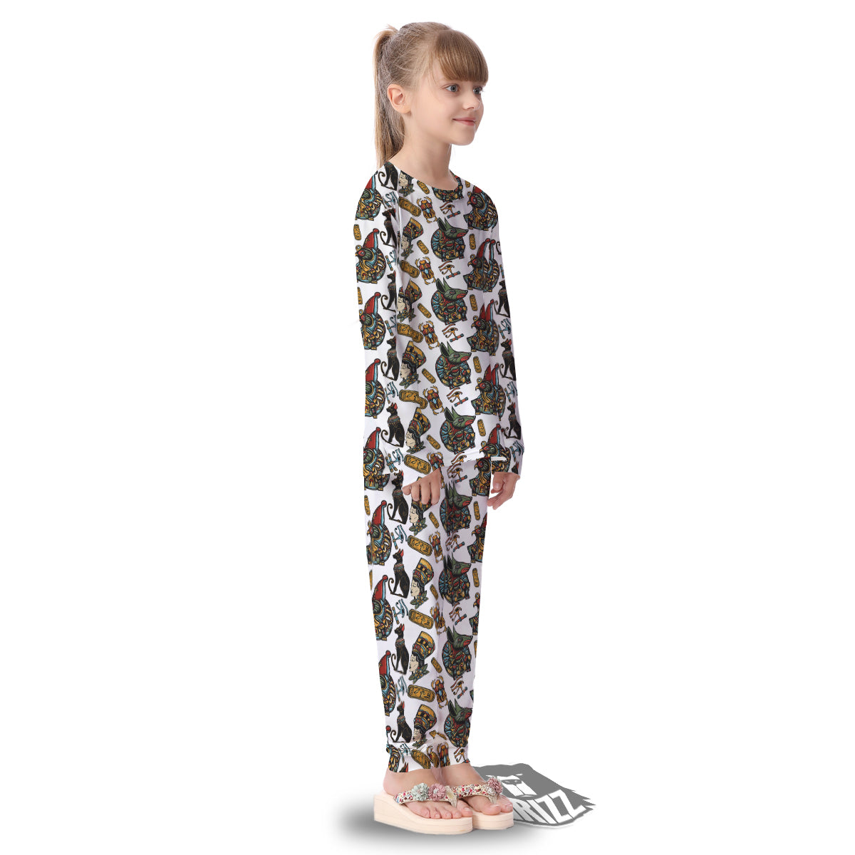 Ancient Egypt Old School Tattoo Print Pattern Kid's Pajamas-grizzshop