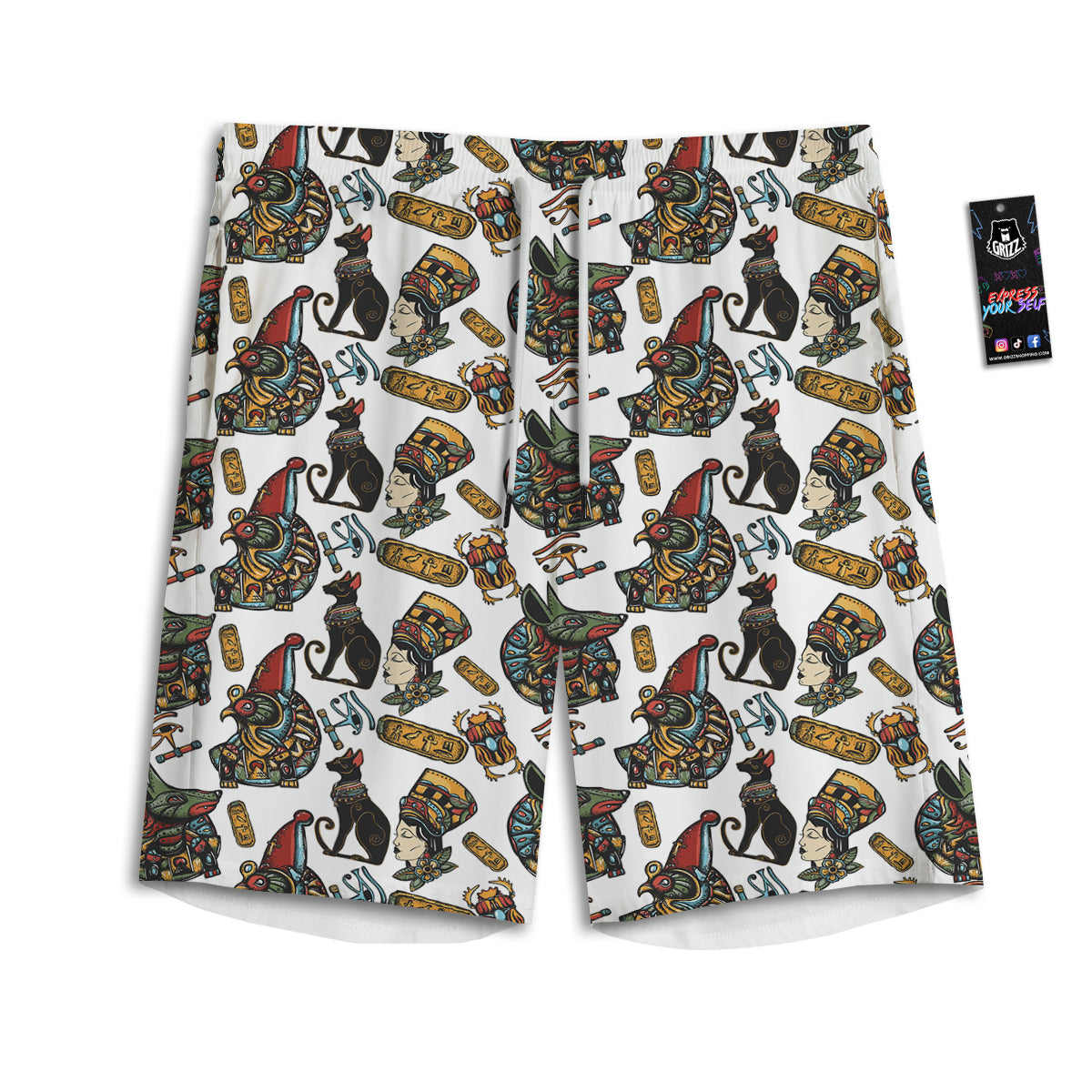 Ancient Egypt Old School Tattoo Print Pattern Men's Athletic Shorts