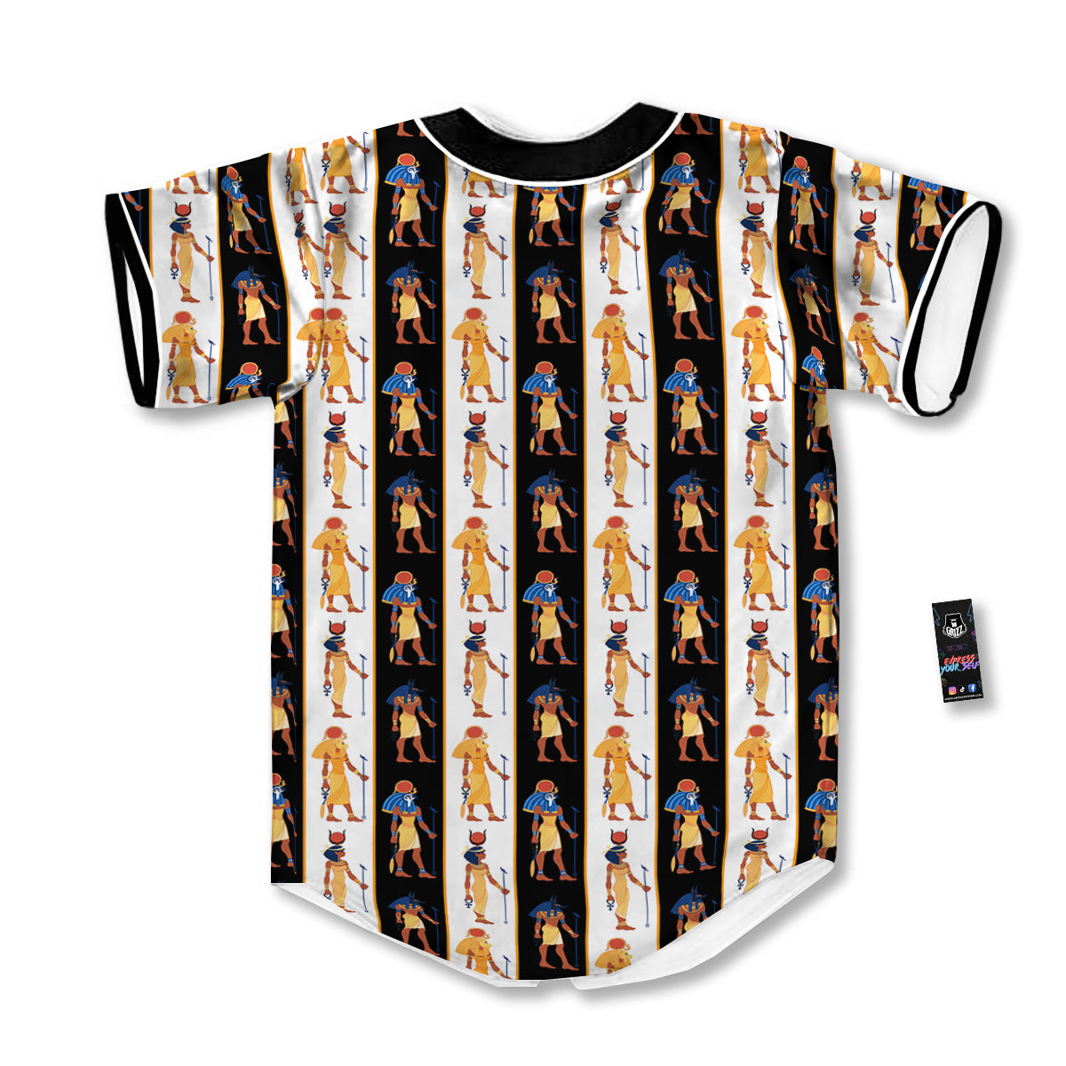 Ancient Egypt Stripe Print Pattern Baseball Jersey-grizzshop
