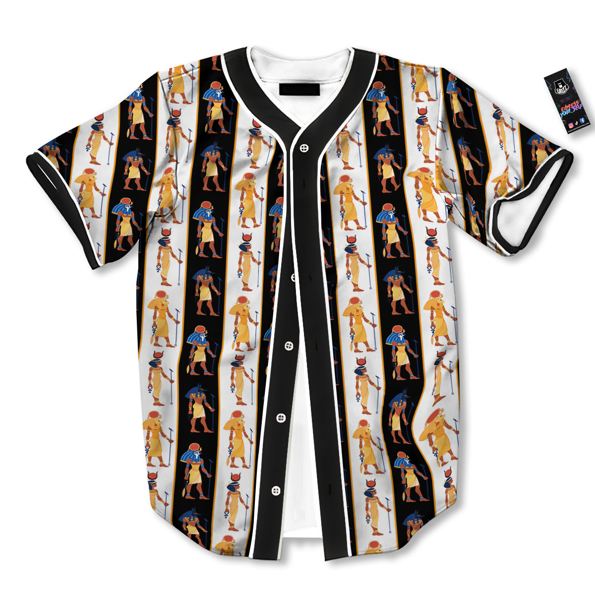 Ancient Egypt Stripe Print Pattern Baseball Jersey-grizzshop